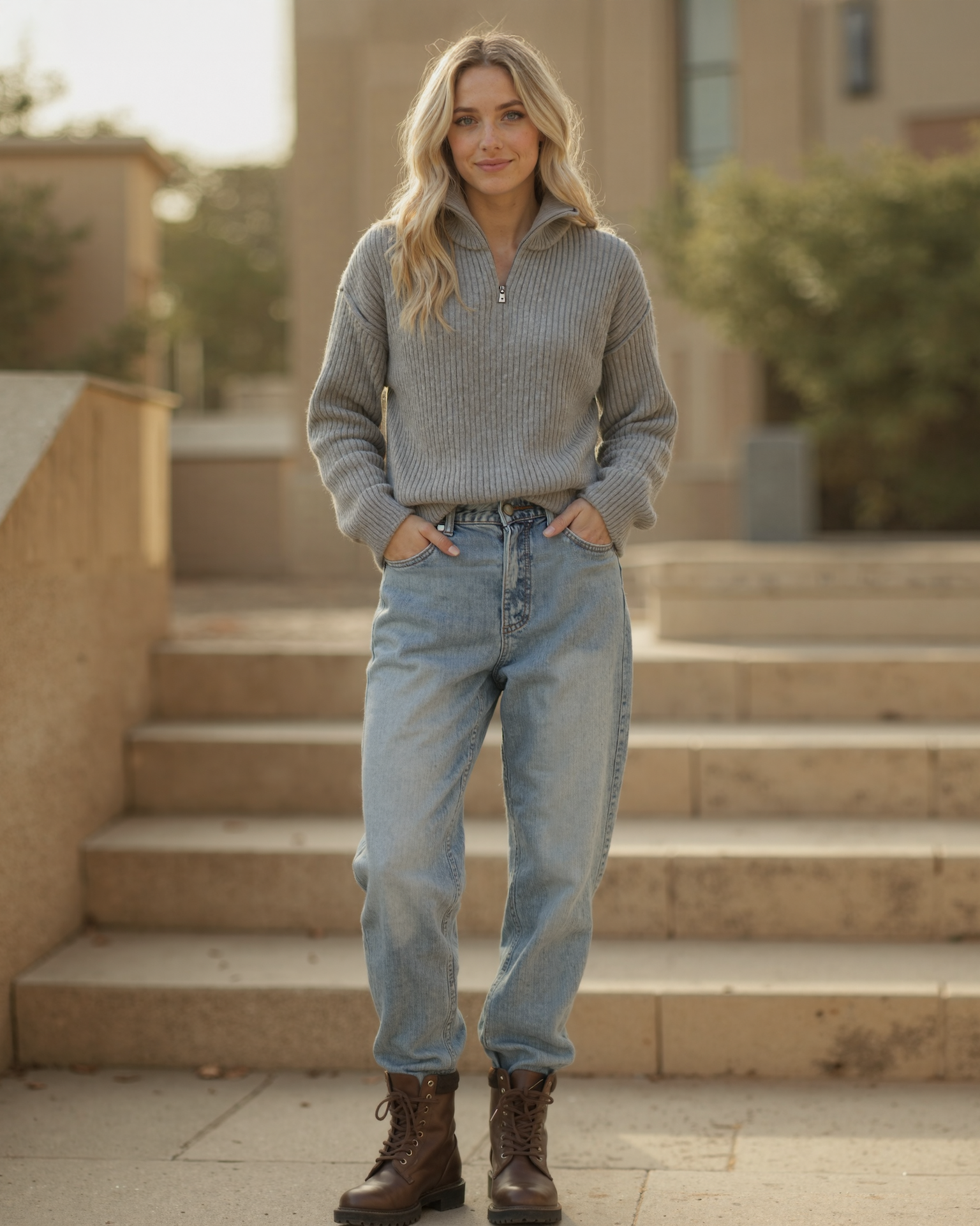 Old Aura | Women’s Half-Zip Knit Sweater with Long Sleeves