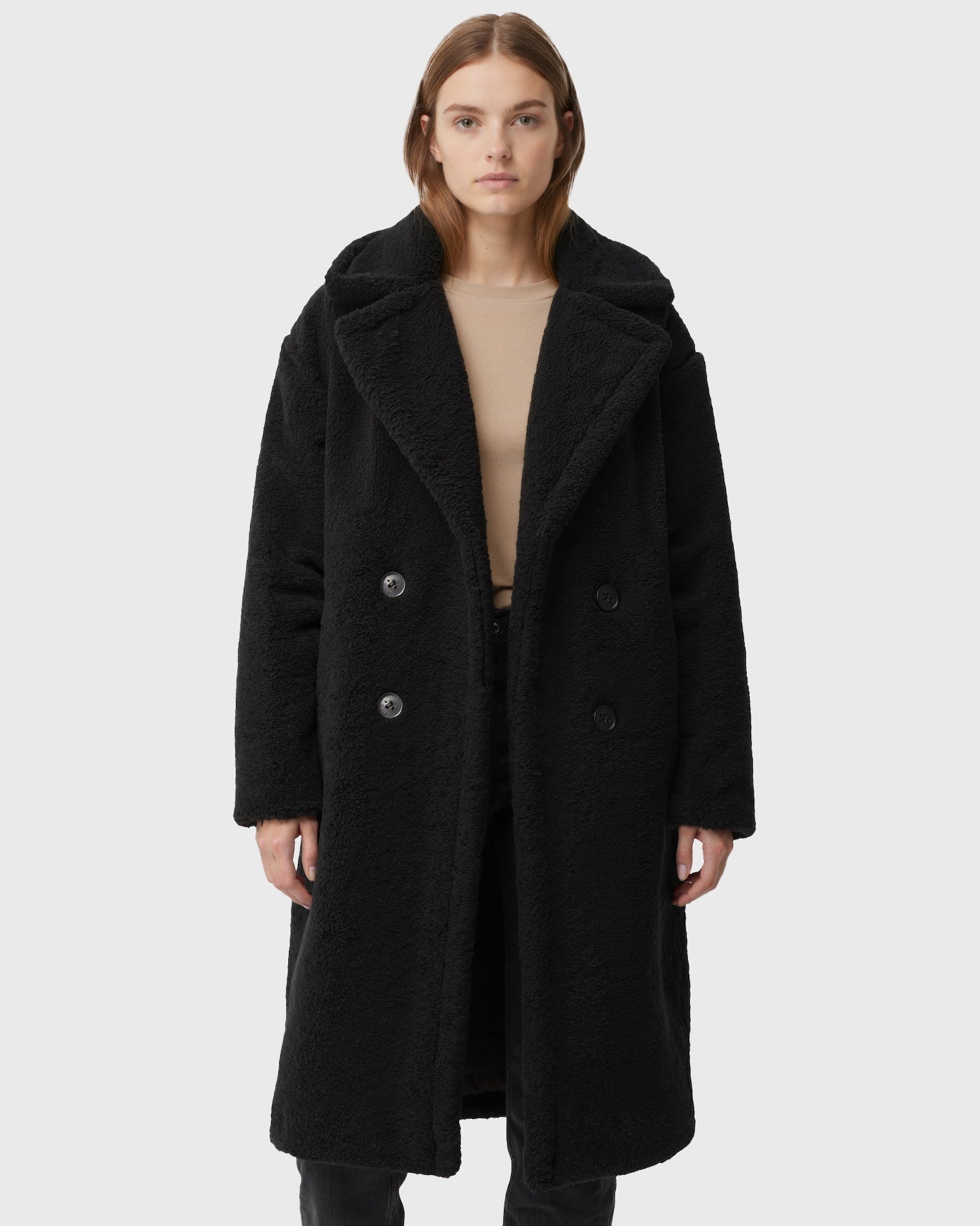 Old Aura | Women’s Long Teddy Coat with Straight Silhouette