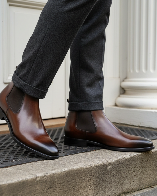 Old Aura | Men’s Elastic Side Panel Chelsea Boots with Almond Toe