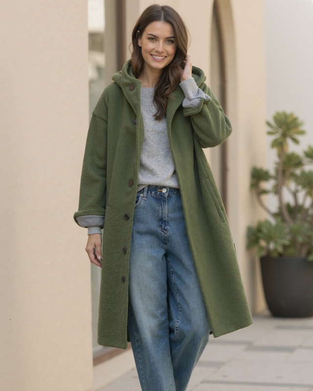 Old Aura | Women’s Hooded Thick Winter Coat with Button Closure