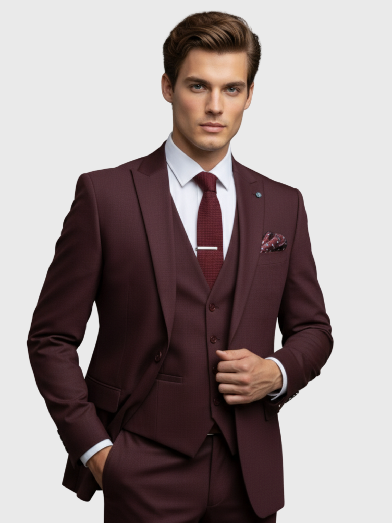 Old Aura | Men’s Modern-Cut Three-Piece Suit with Jacket, Vest and Trousers
