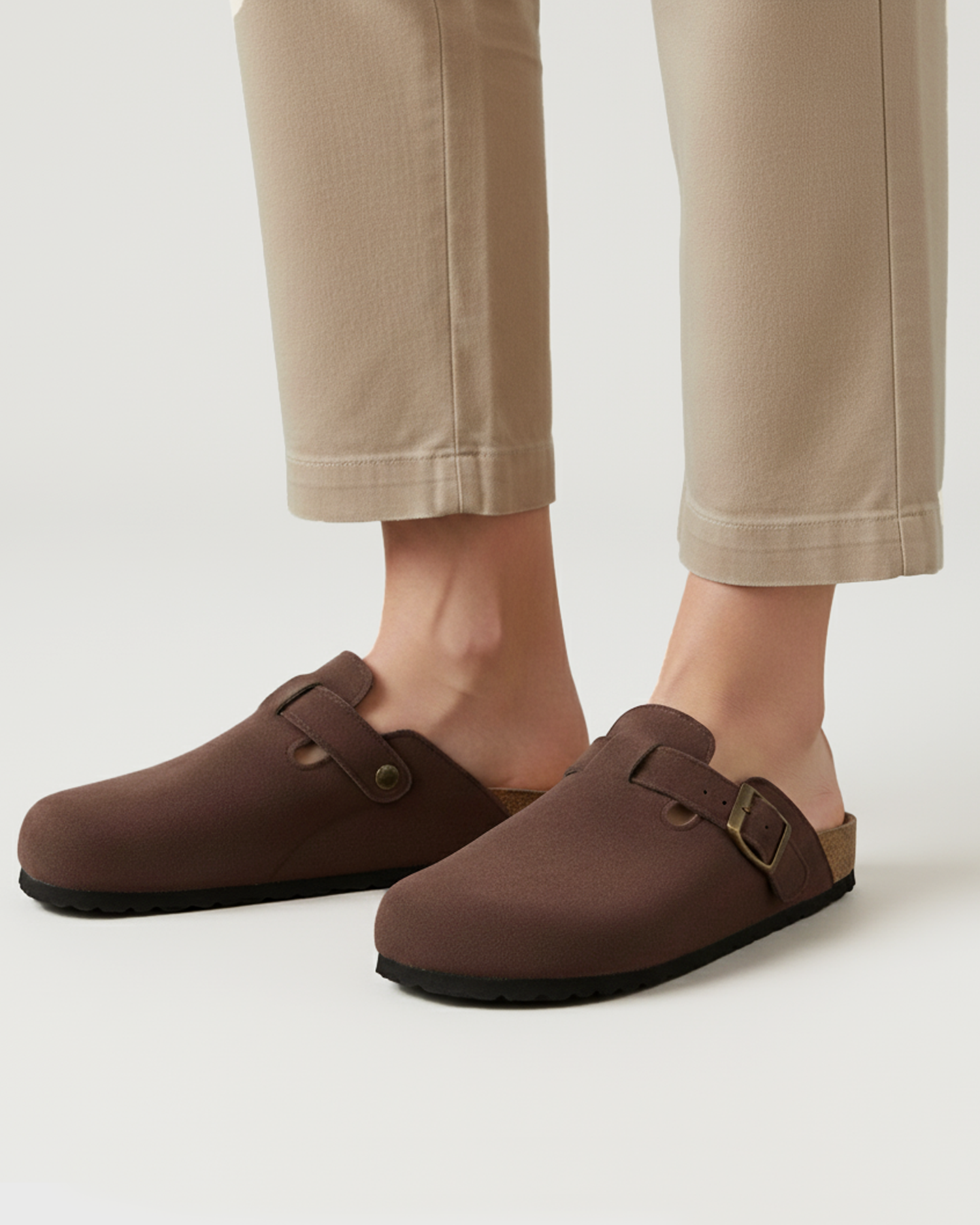 Old Aura | Women’s Suede Cork Slippers with Adjustable Straps