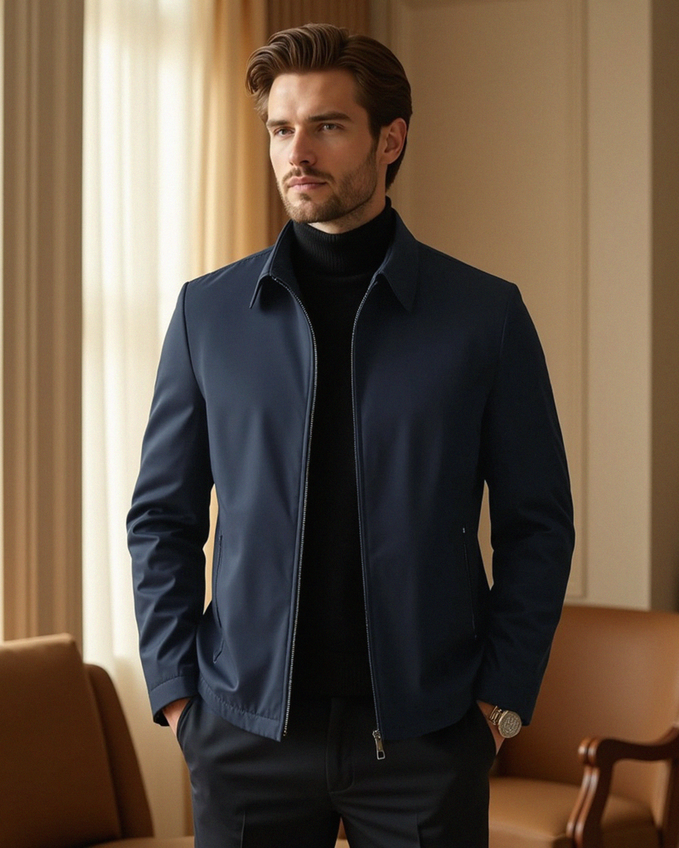 Old Aura | Men’s Casual Jacket with High Collar