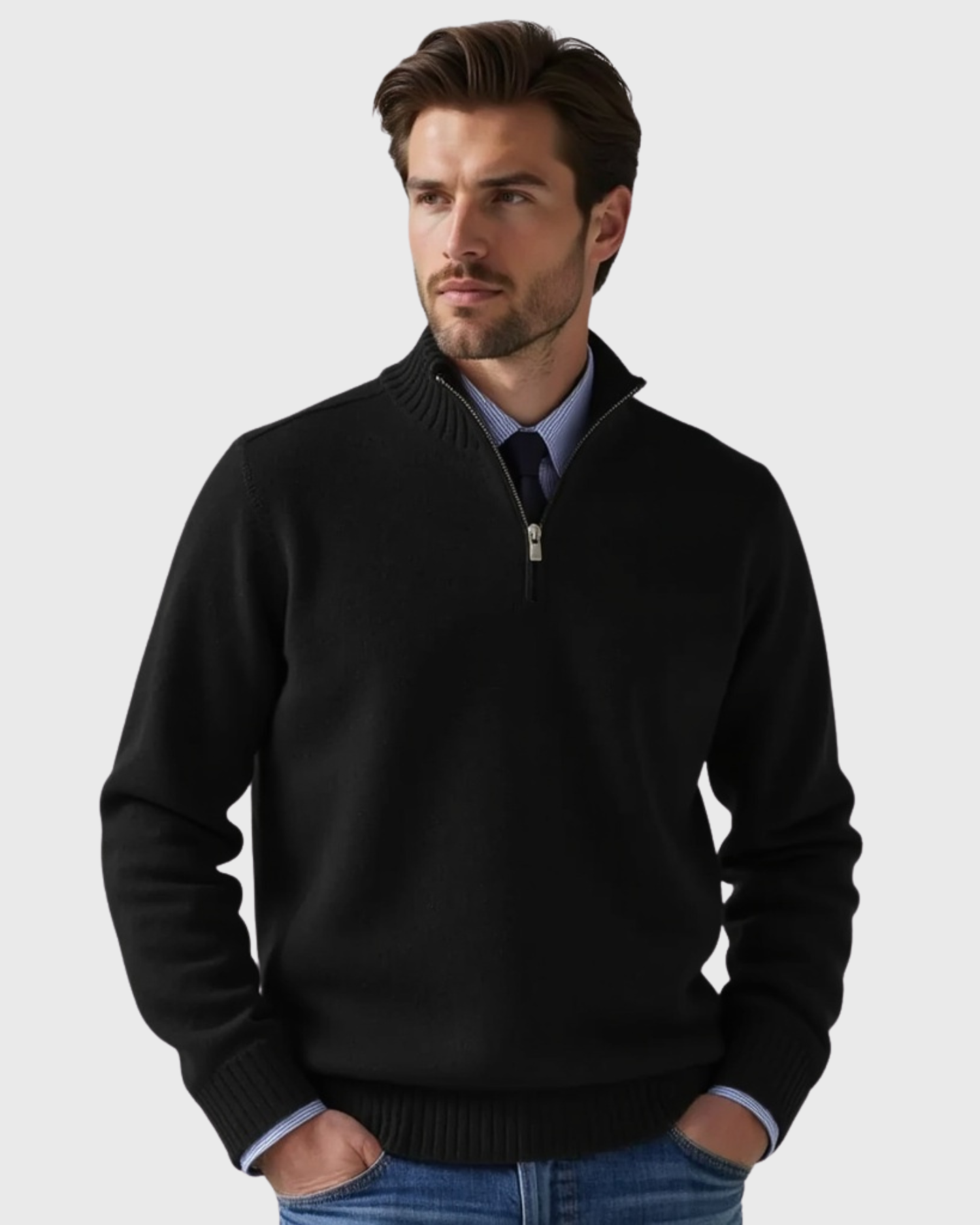 Old Aura | Men’s Half-Zip Sweater with Modern Zipper Accent