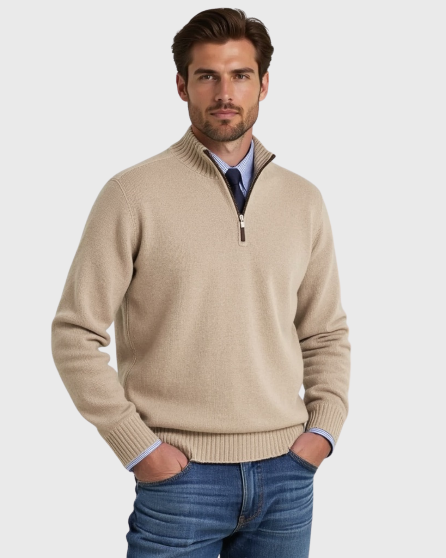 Old Aura | Men’s Half-Zip Sweater with Modern Zipper Accent
