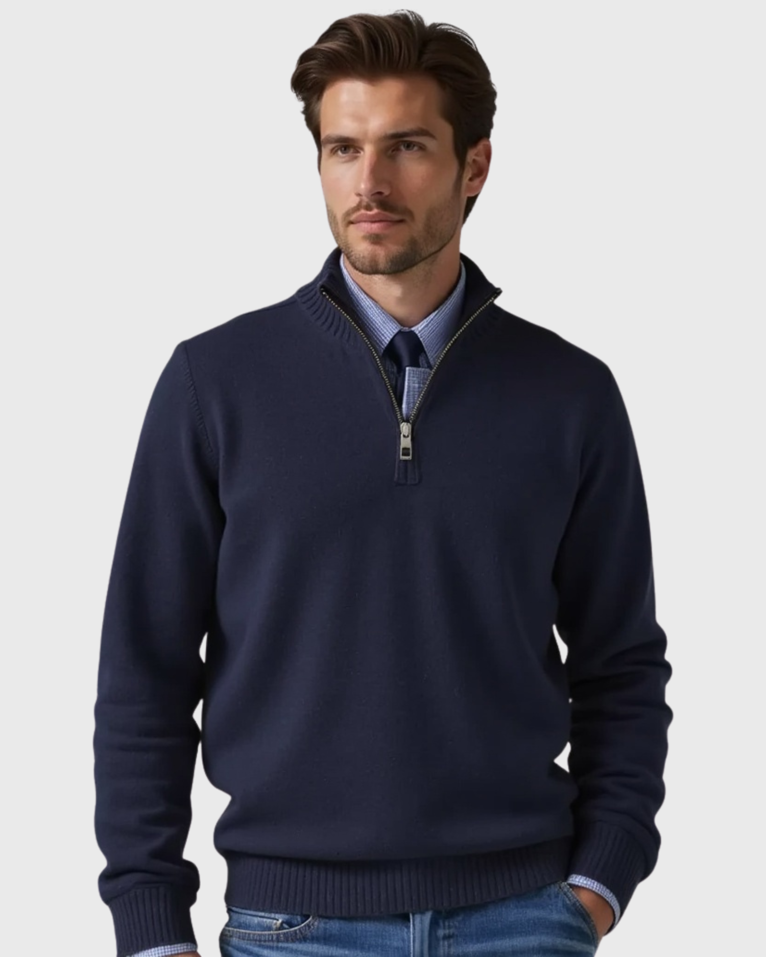 Old Aura | Men’s Half-Zip Sweater with Modern Zipper Accent