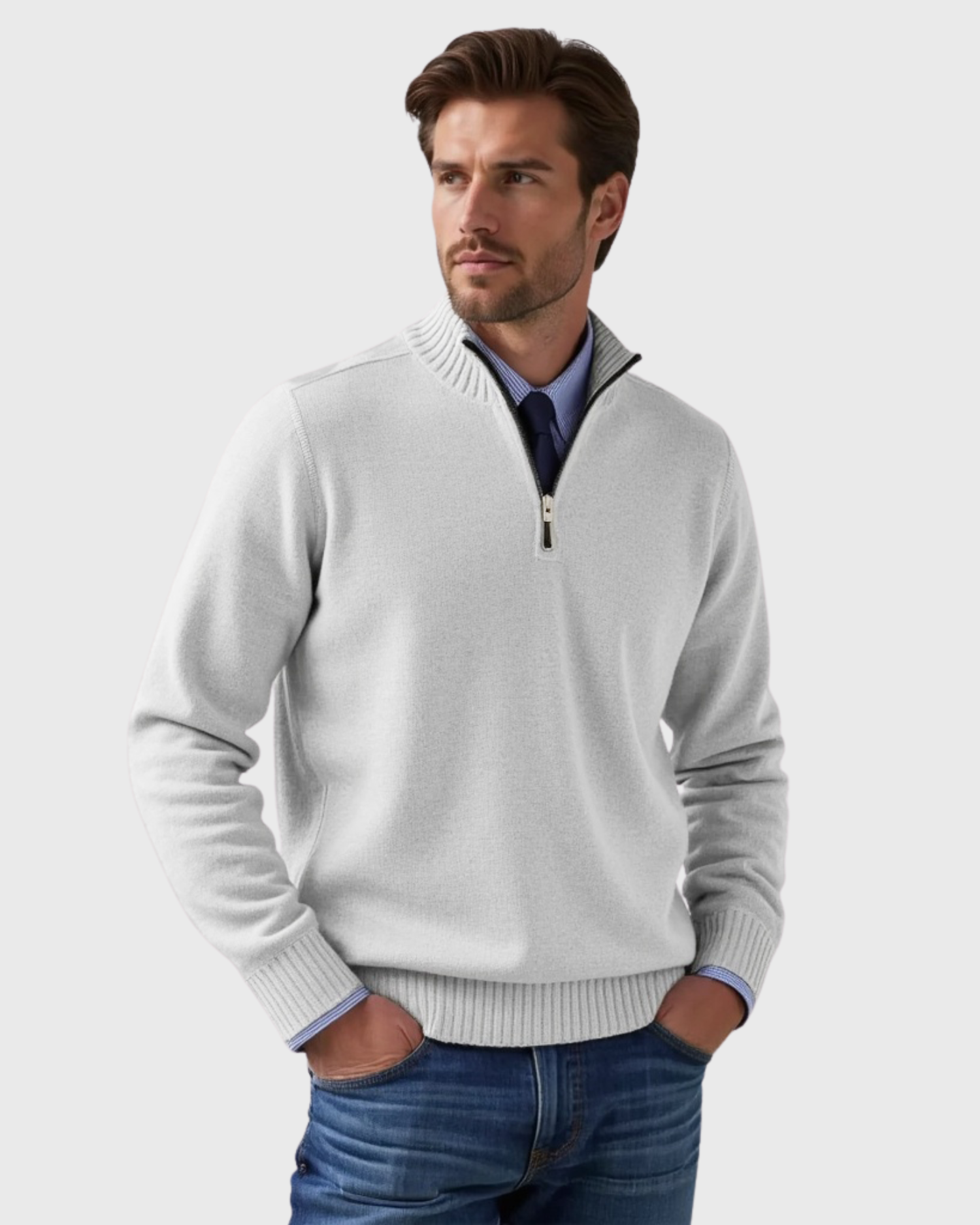 Old Aura | Men’s Half-Zip Sweater with Modern Zipper Accent