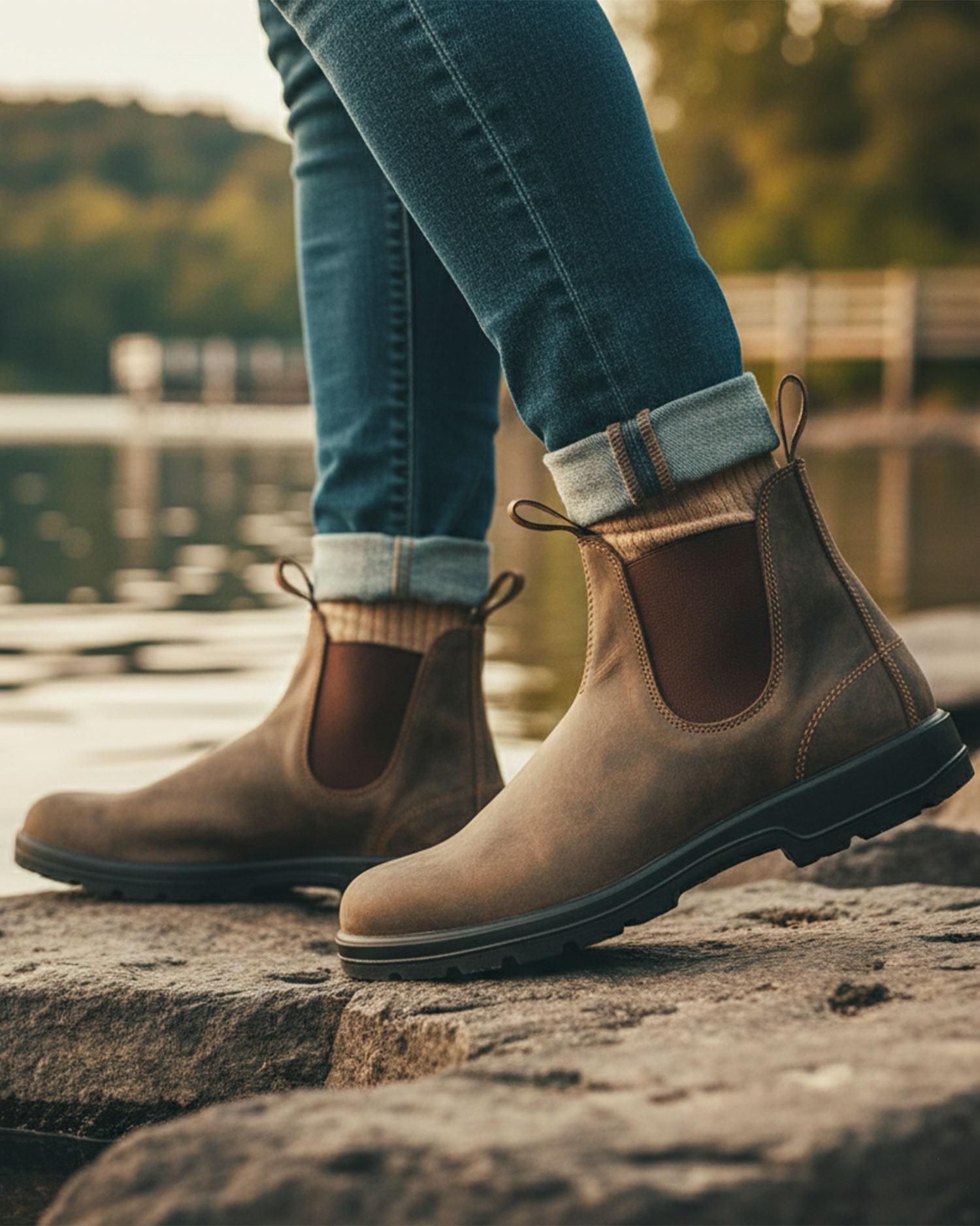 Old Aura | Men’s Rugged Sole Chelsea Boots with Elastic Side Panels