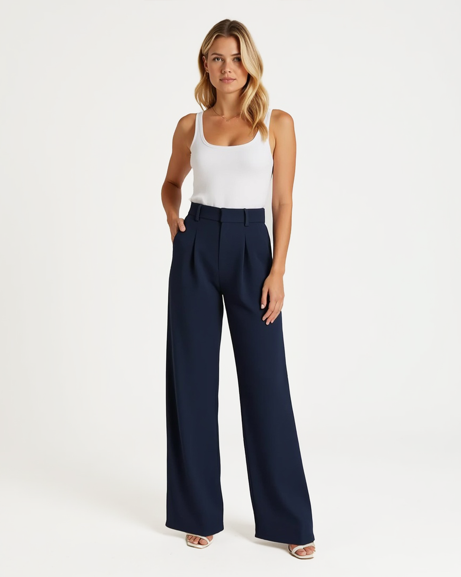 Old Aura | Women’s High-Waisted Wide Leg Pants with Figure-Flattering Cut