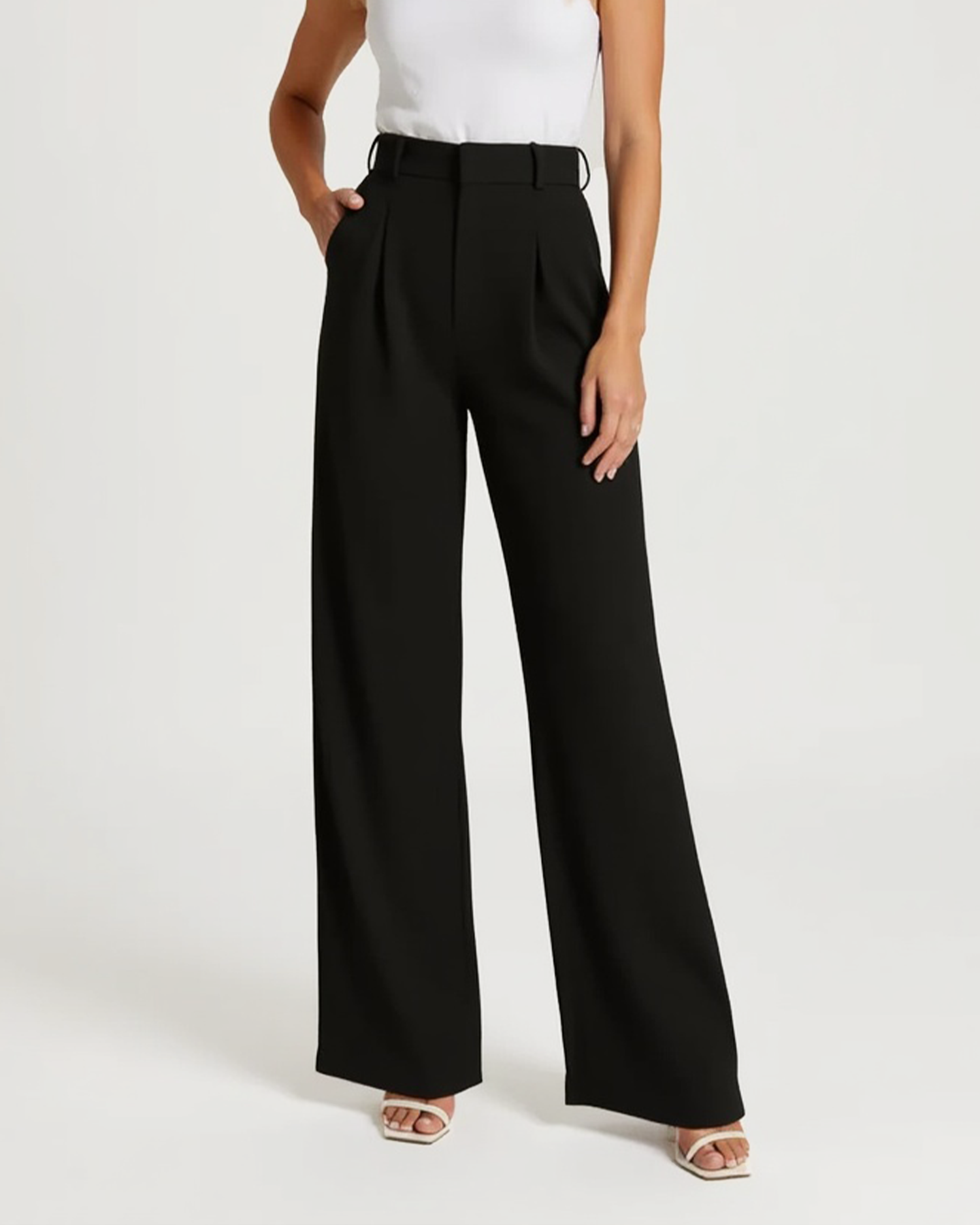 Old Aura | Women’s High-Waisted Wide Leg Pants with Figure-Flattering Cut