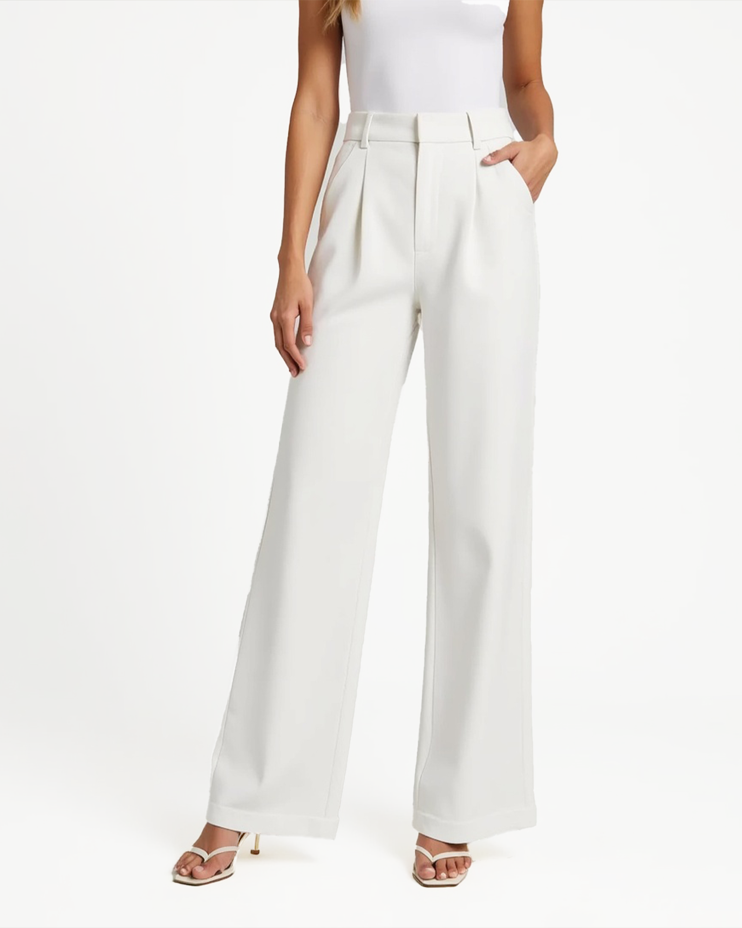 Old Aura | Women’s High-Waisted Wide Leg Pants with Figure-Flattering Cut