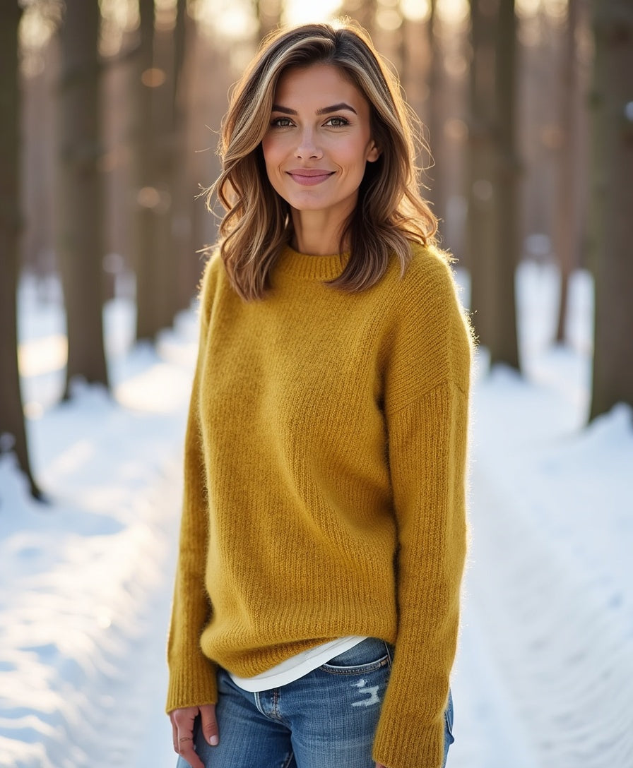 Old Aura | Women’s Loose Fit Sweater with Wide Round Neck