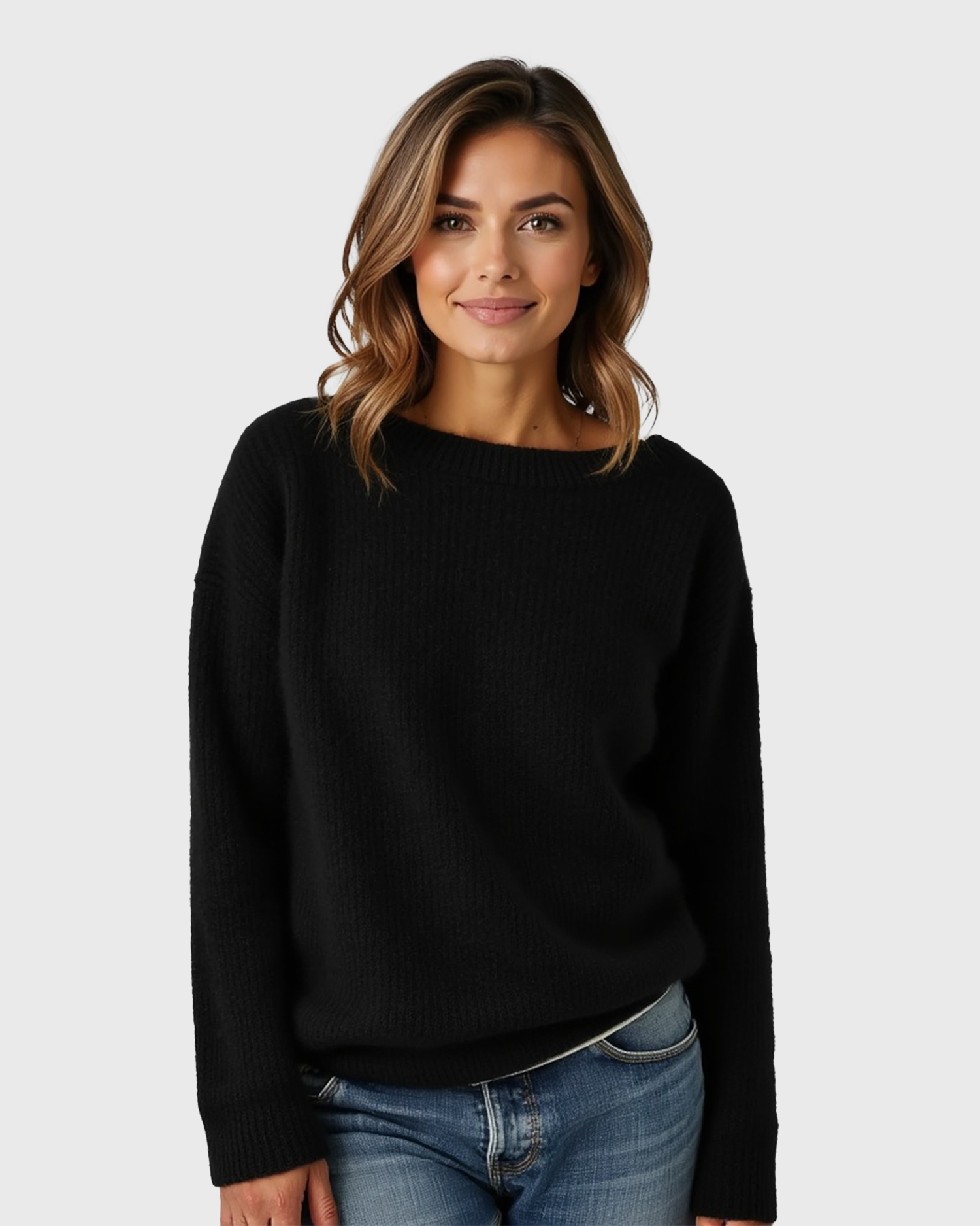 Old Aura | Women’s Loose Fit Sweater with Wide Round Neck