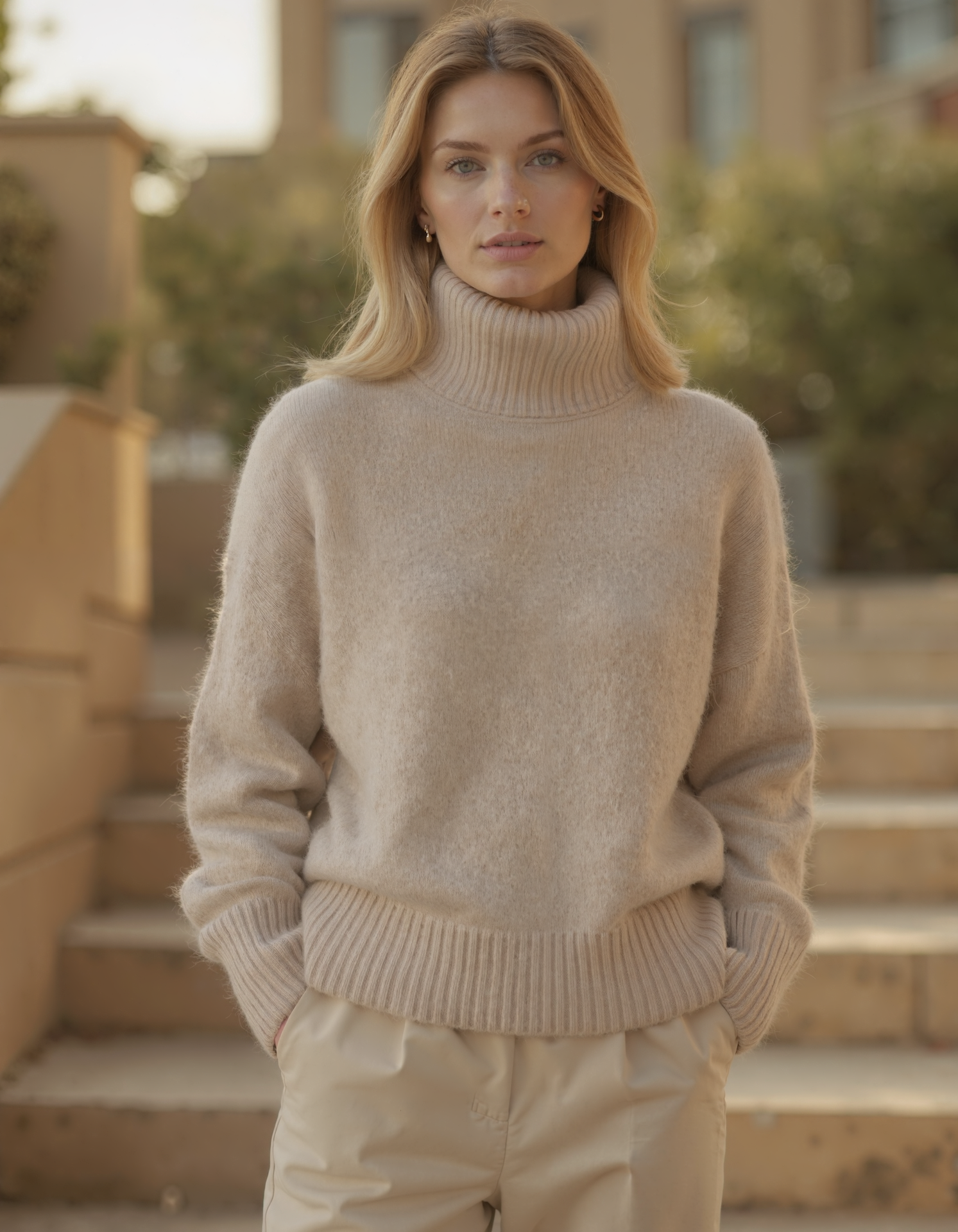 Old Aura | Women’s Loose Fit Turtleneck Sweater with Ribbed Trim