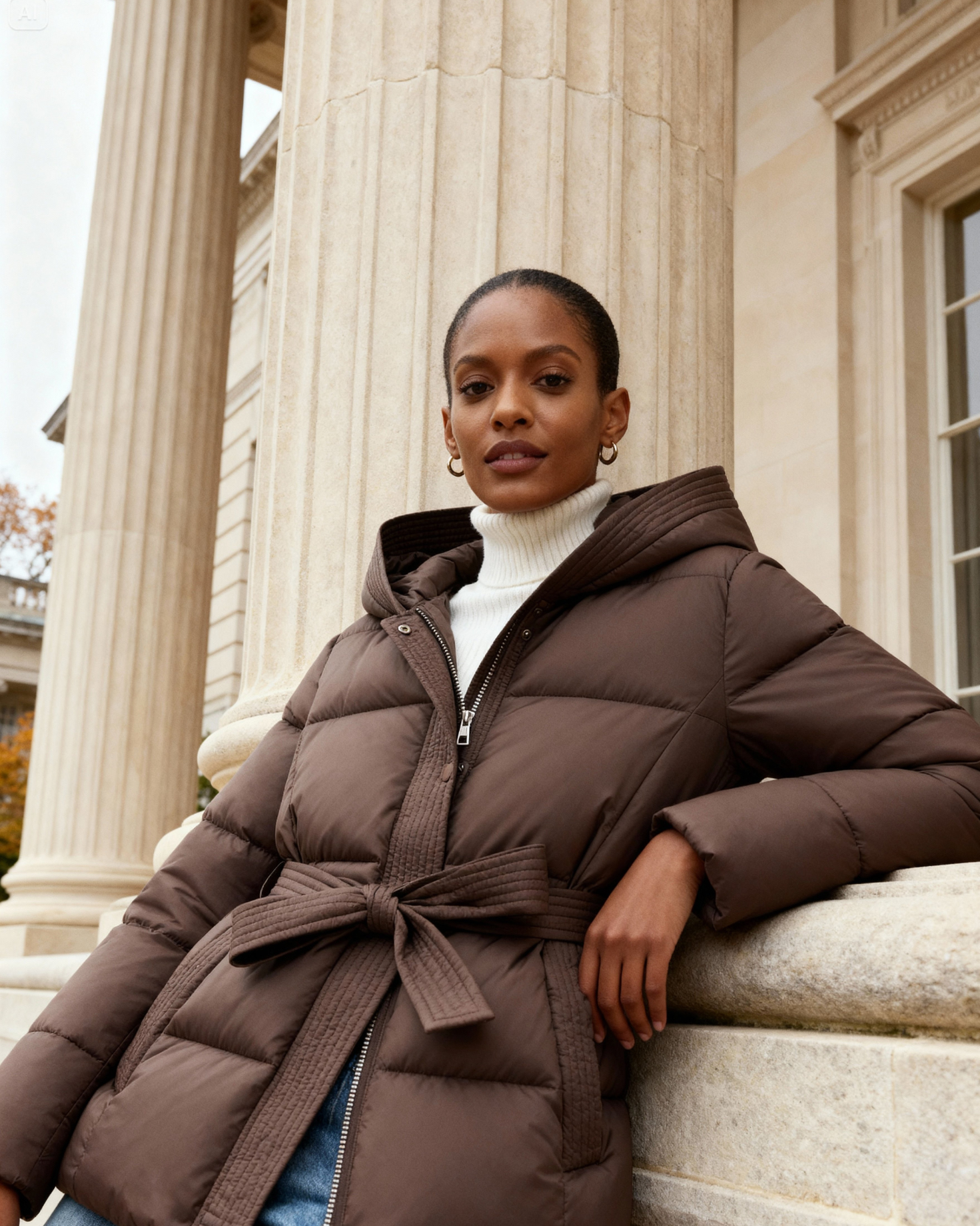 Old Aura | Women’s Quilted Padded Jacket with Tie Belt