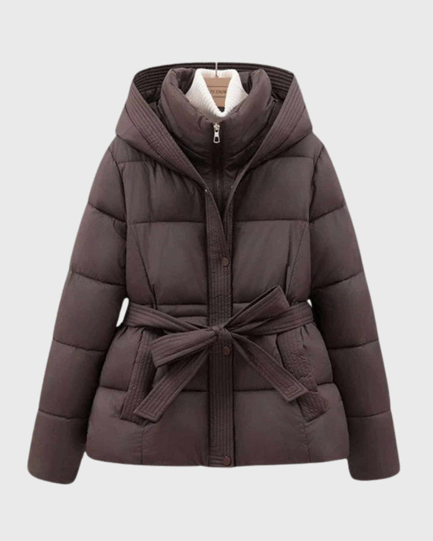 Old Aura | Women’s Quilted Padded Jacket with Tie Belt