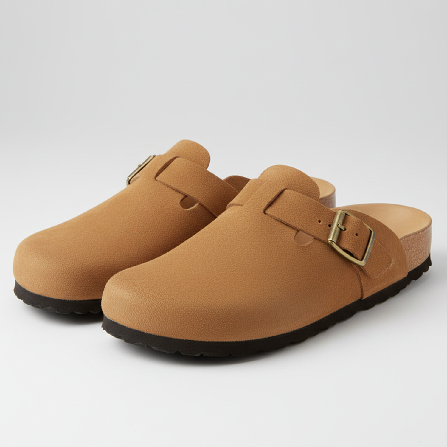 Old Aura | Women’s Suede Cork Slippers with Adjustable Straps