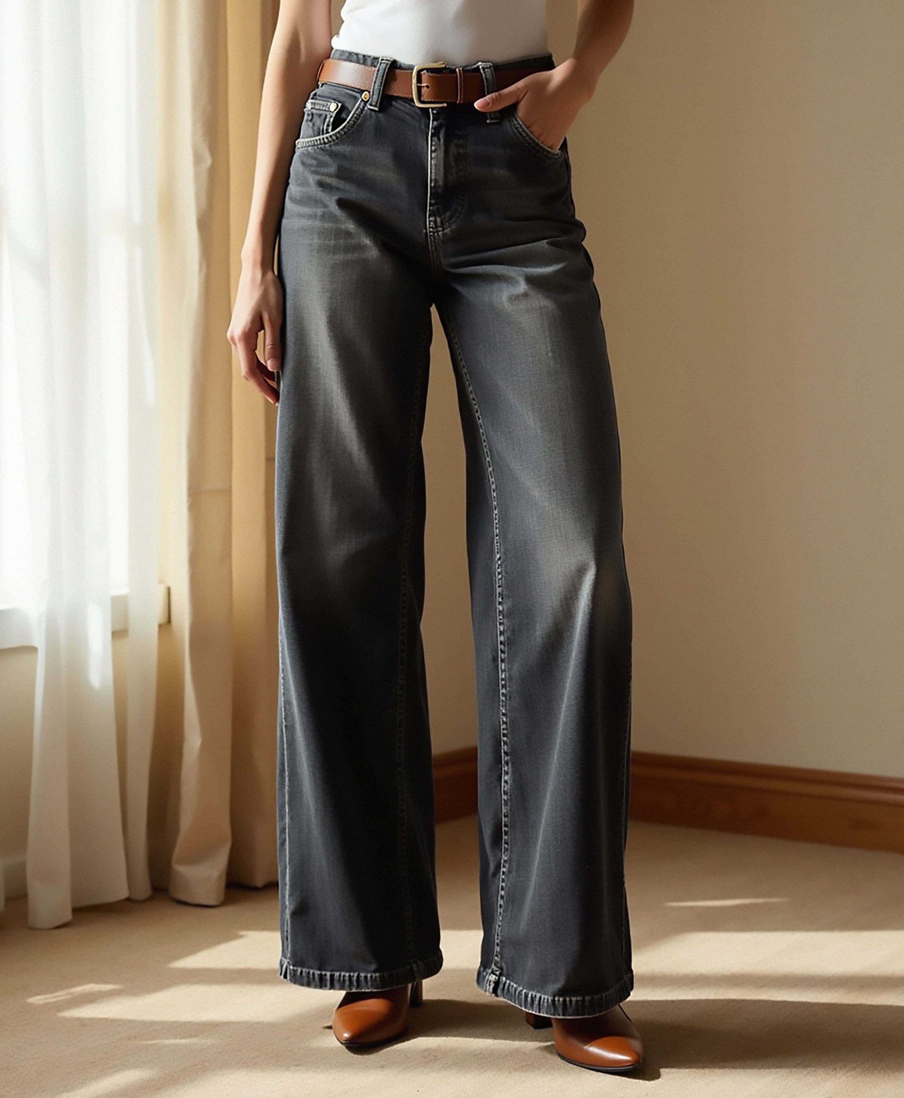 Old Aura | Women’s Wide-Leg Denim Jeans with Relaxed Fit