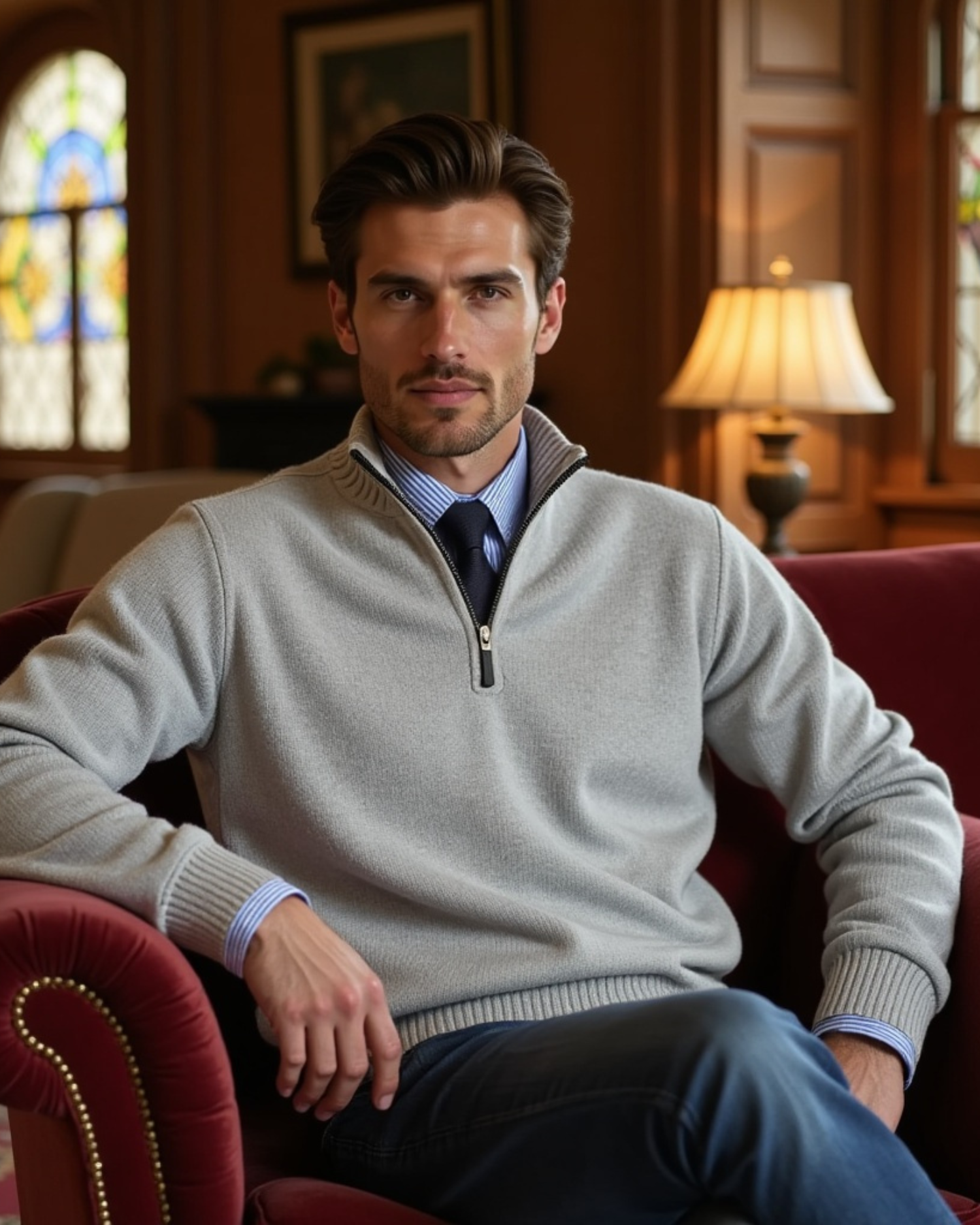 Old Aura | Men’s Half-Zip Sweater with Modern Zipper Accent