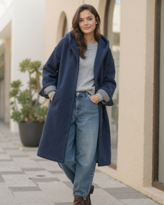 Old Aura | Women’s Hooded Thick Winter Coat with Button Closure