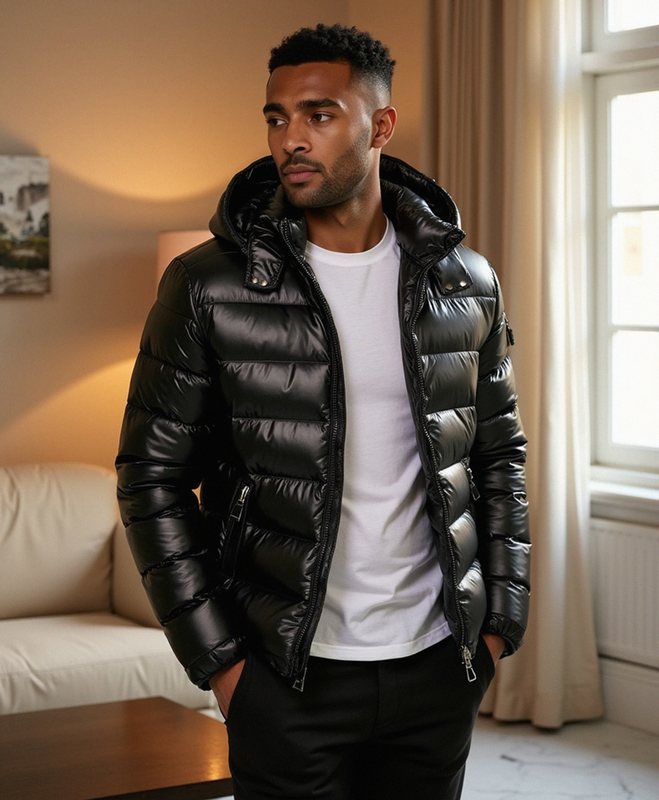 Old Aura | Men’s Puffer Jacket with Structured Hood