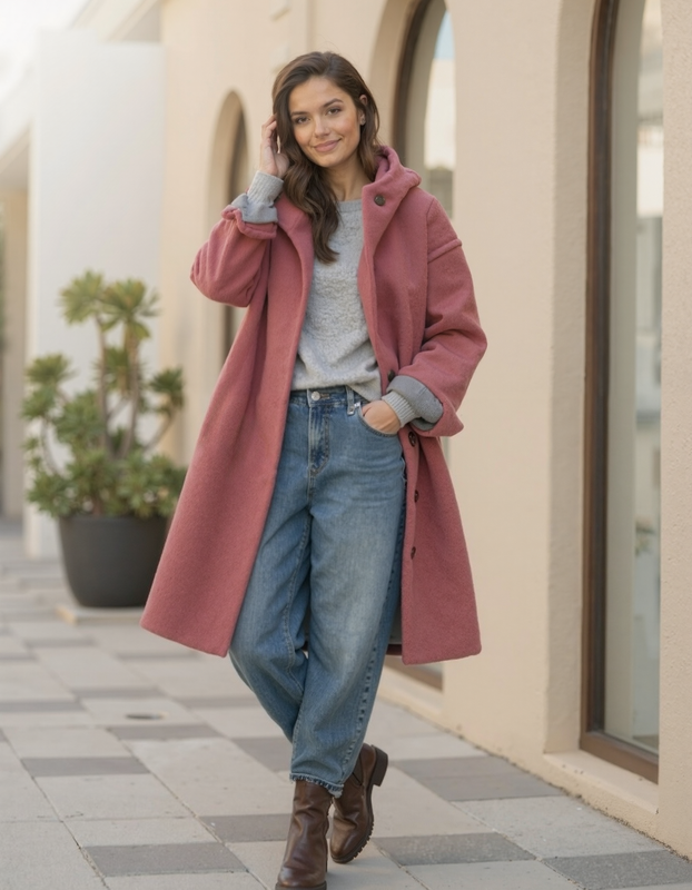 Old Aura | Women’s Hooded Thick Winter Coat with Button Closure