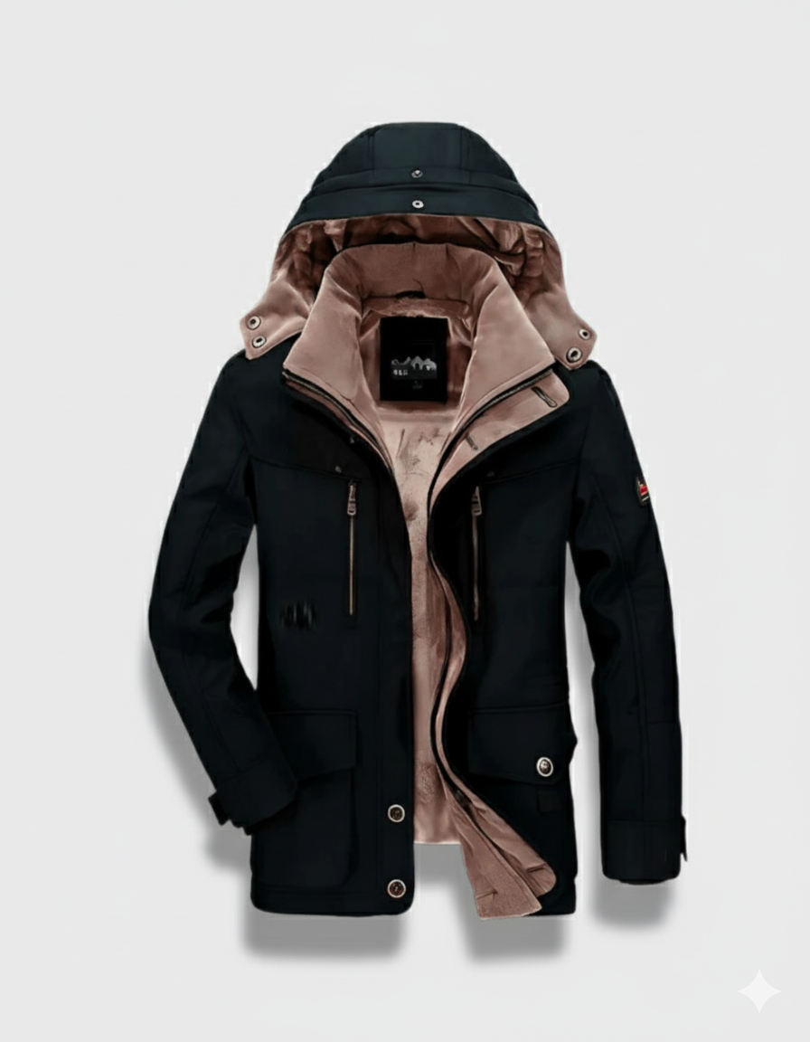 Old Aura | Men’s Thick Winter Coat with Hood and Deep Pockets