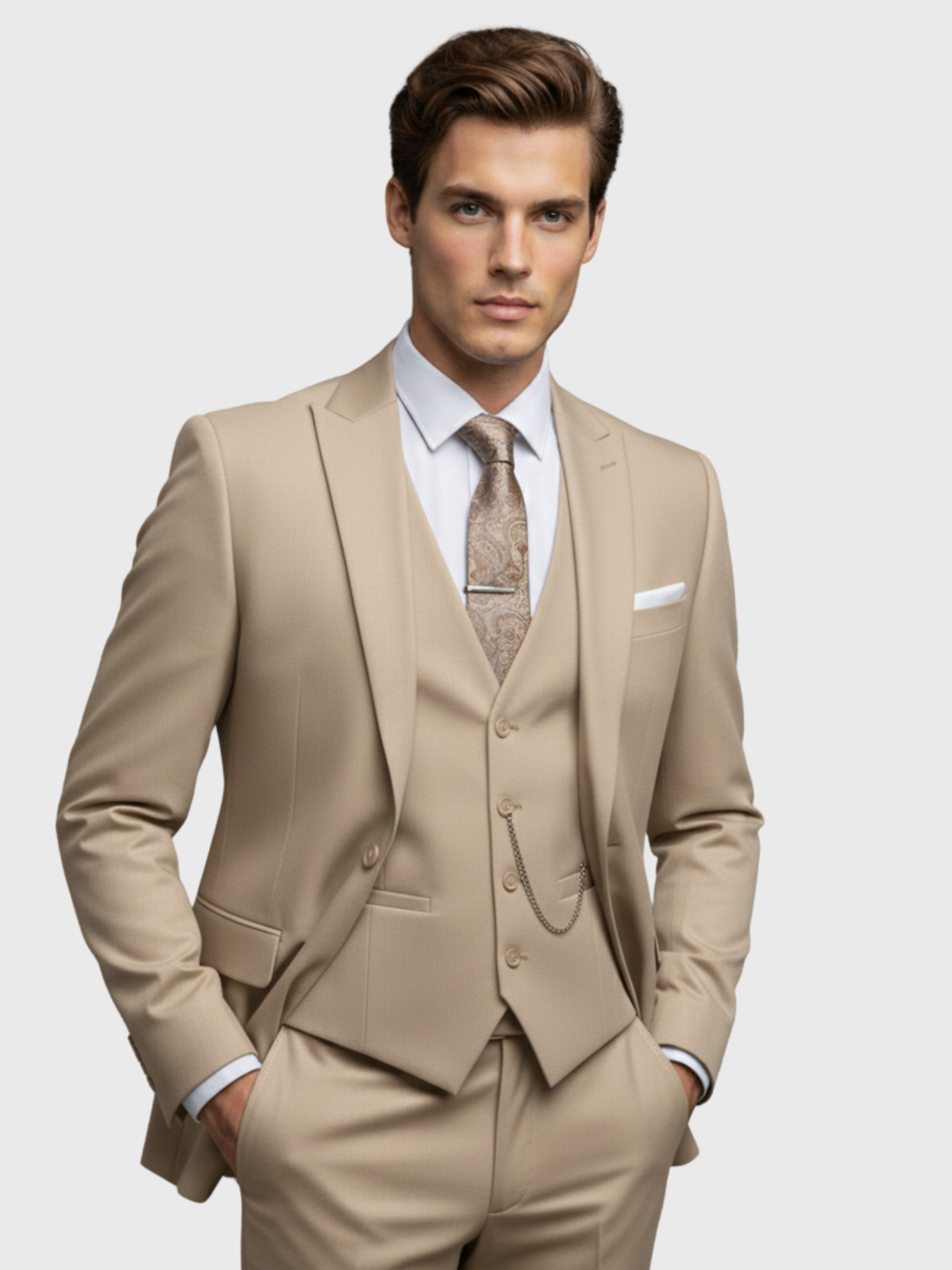 Old Aura | Men’s Modern-Cut Three-Piece Suit with Jacket, Vest and Trousers