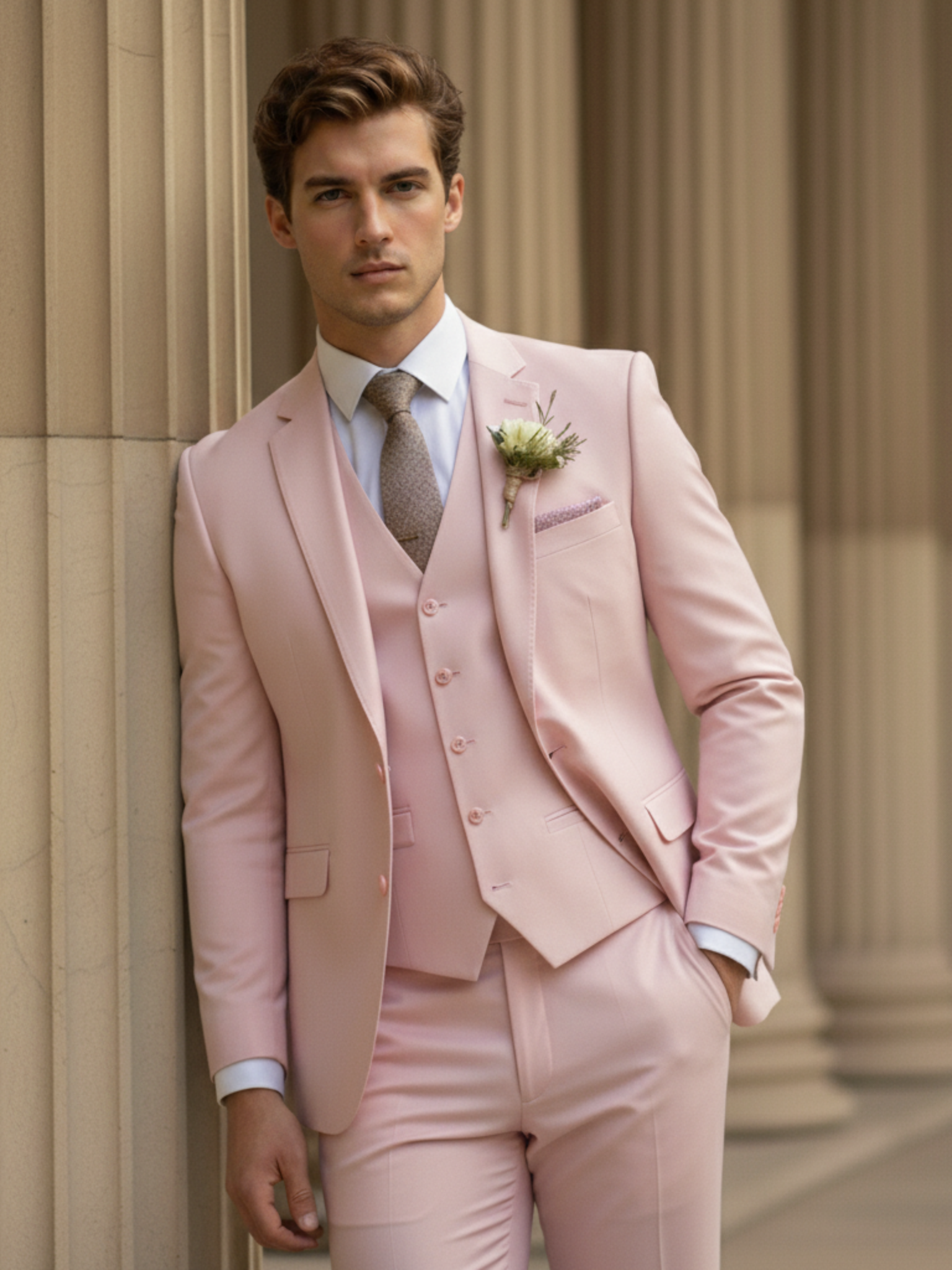Old Aura | Men’s Modern-Cut Three-Piece Suit with Jacket, Vest and Trousers