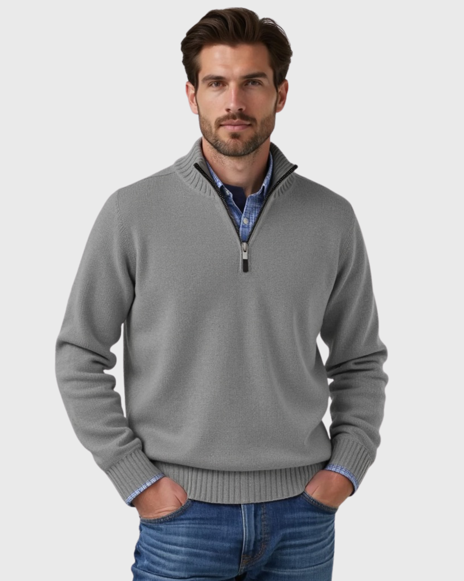 Old Aura | Men’s Half-Zip Sweater with Modern Zipper Accent