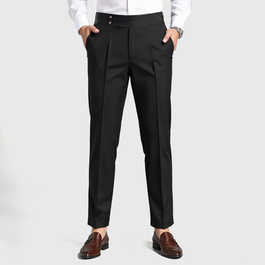 Old Aura | Men’s Pleated Front Trousers with Belt Loops