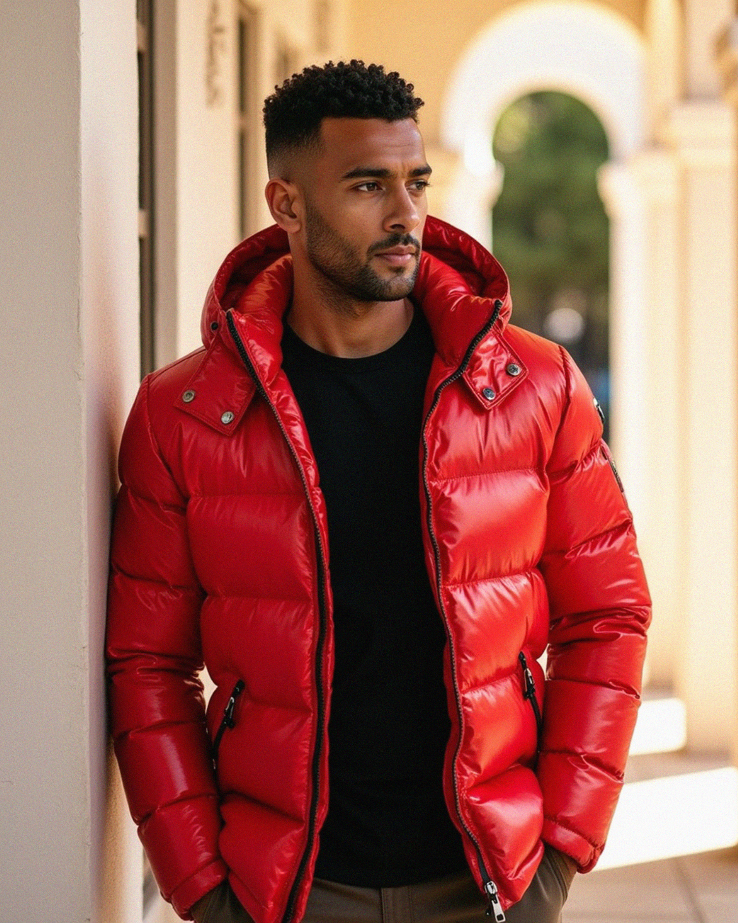 Old Aura | Men’s Puffer Jacket with Structured Hood