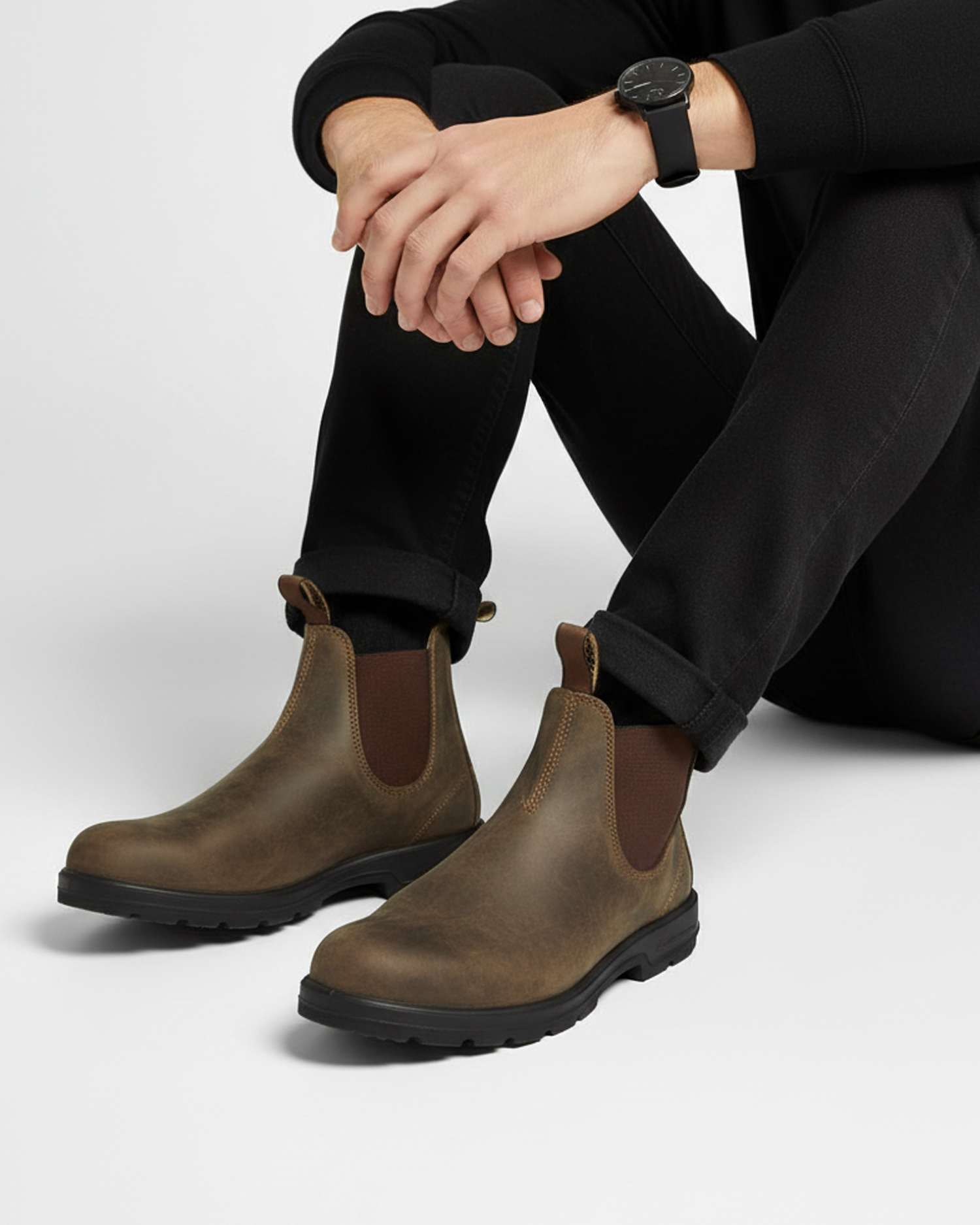 Old Aura | Men’s Rugged Sole Chelsea Boots with Elastic Side Panels