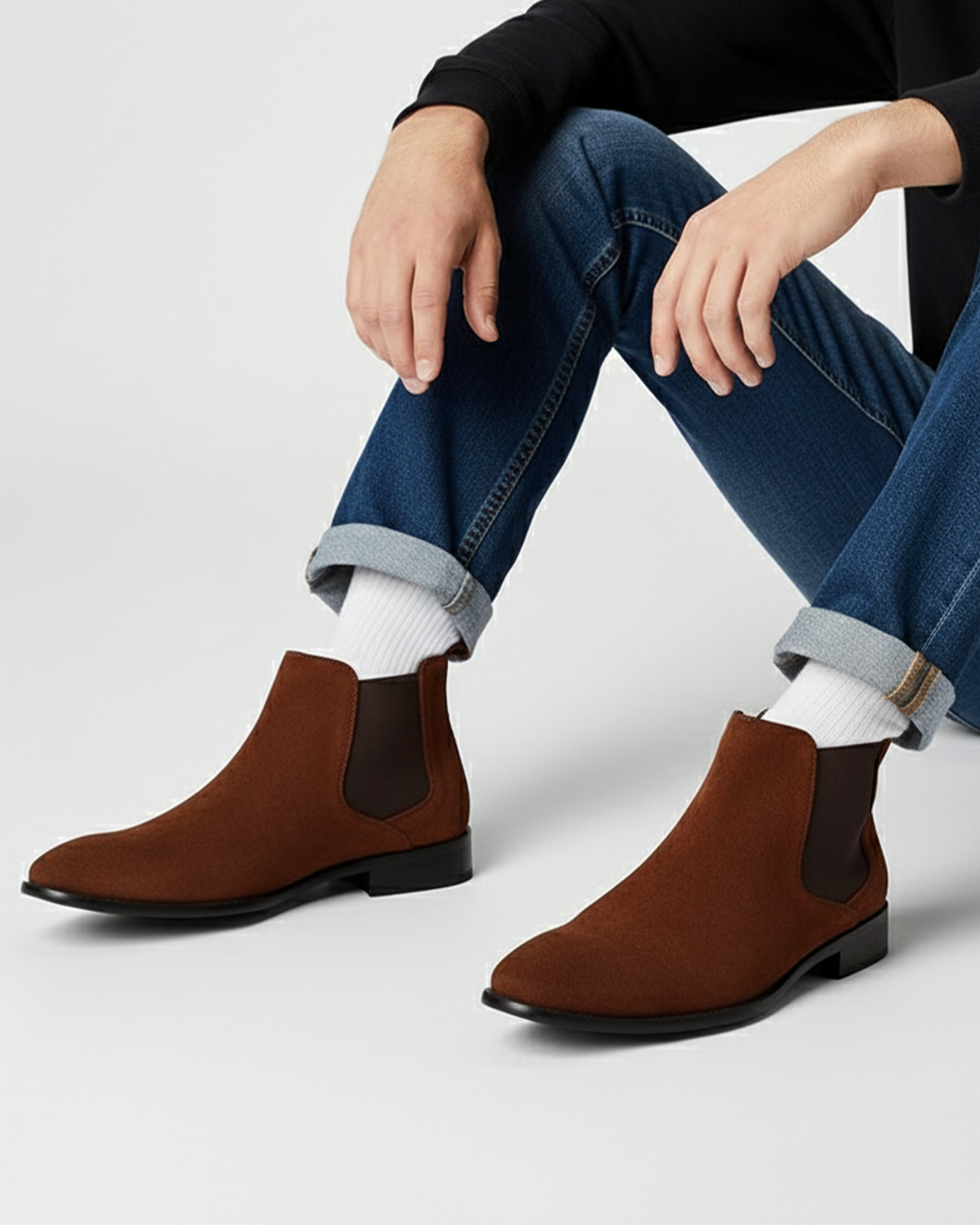 Old Aura | Men’s Suede-like Chelsea Boots with Side Panels