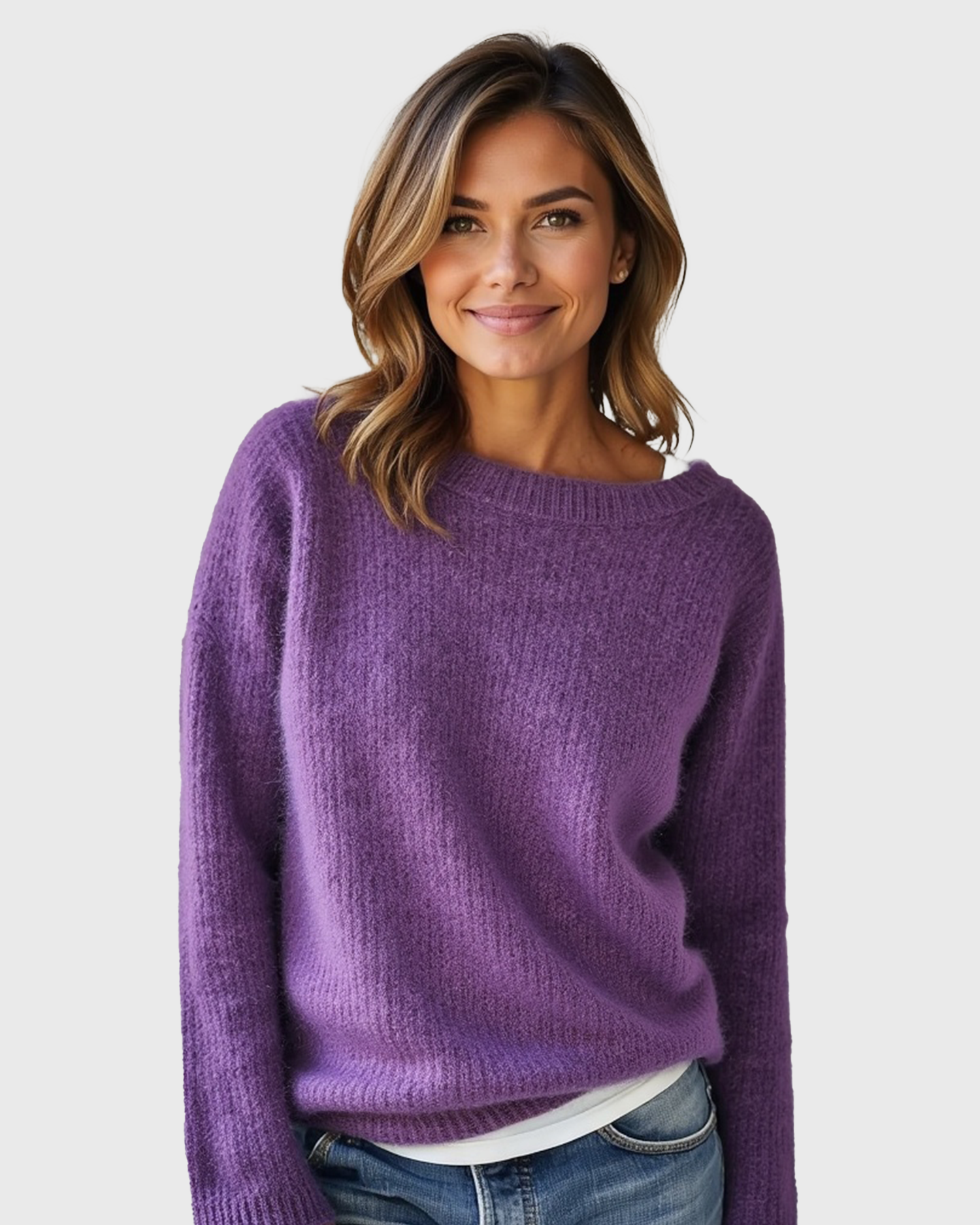 Old Aura | Women’s Loose Fit Sweater with Wide Round Neck