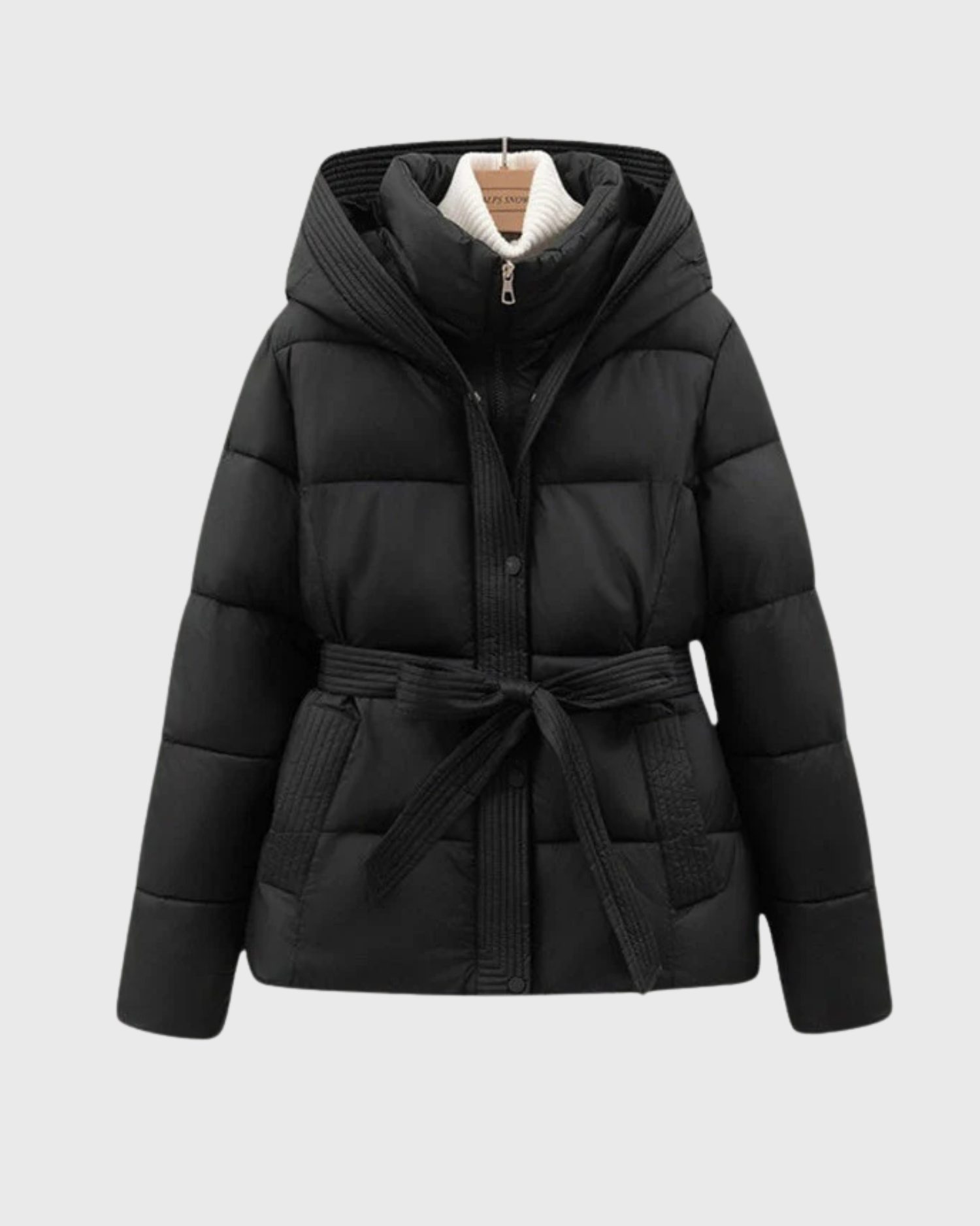 Old Aura | Women’s Quilted Padded Jacket with Tie Belt