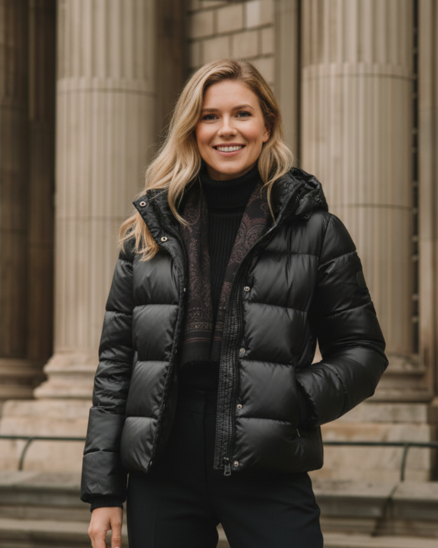 Old Aura | Women’s Shiny Finish Hooded Puffer Jacket with Cropped Silhouette