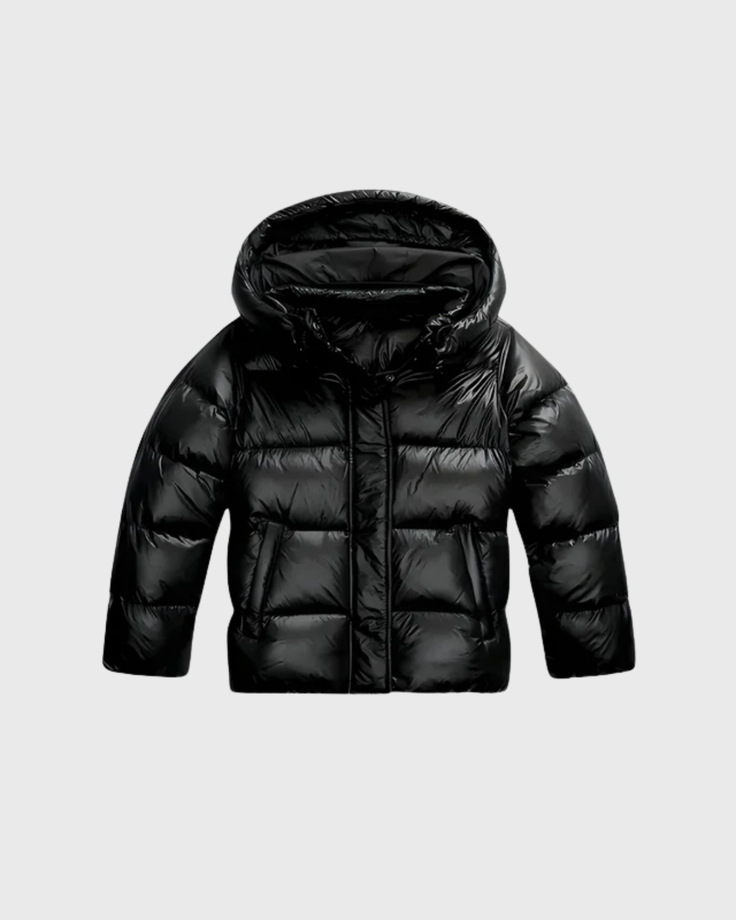 Old Aura | Women’s Shiny Finish Hooded Puffer Jacket with Cropped Silhouette