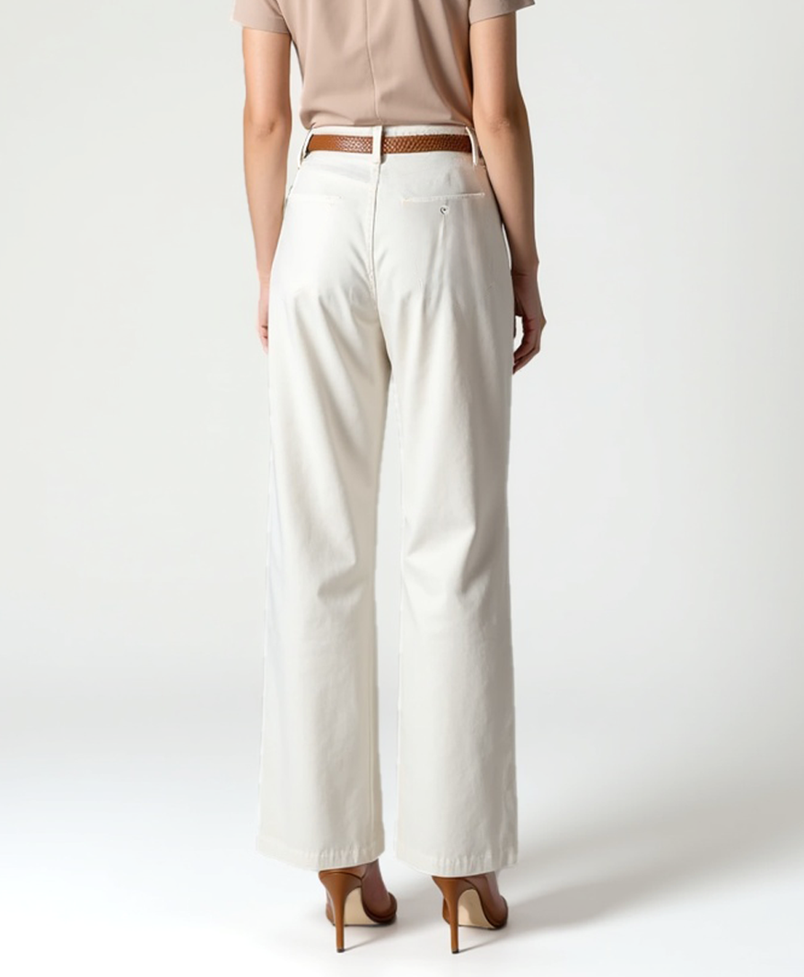 Old Aura | Women’s Straight-Cut Capri Pants with Light Sand Color