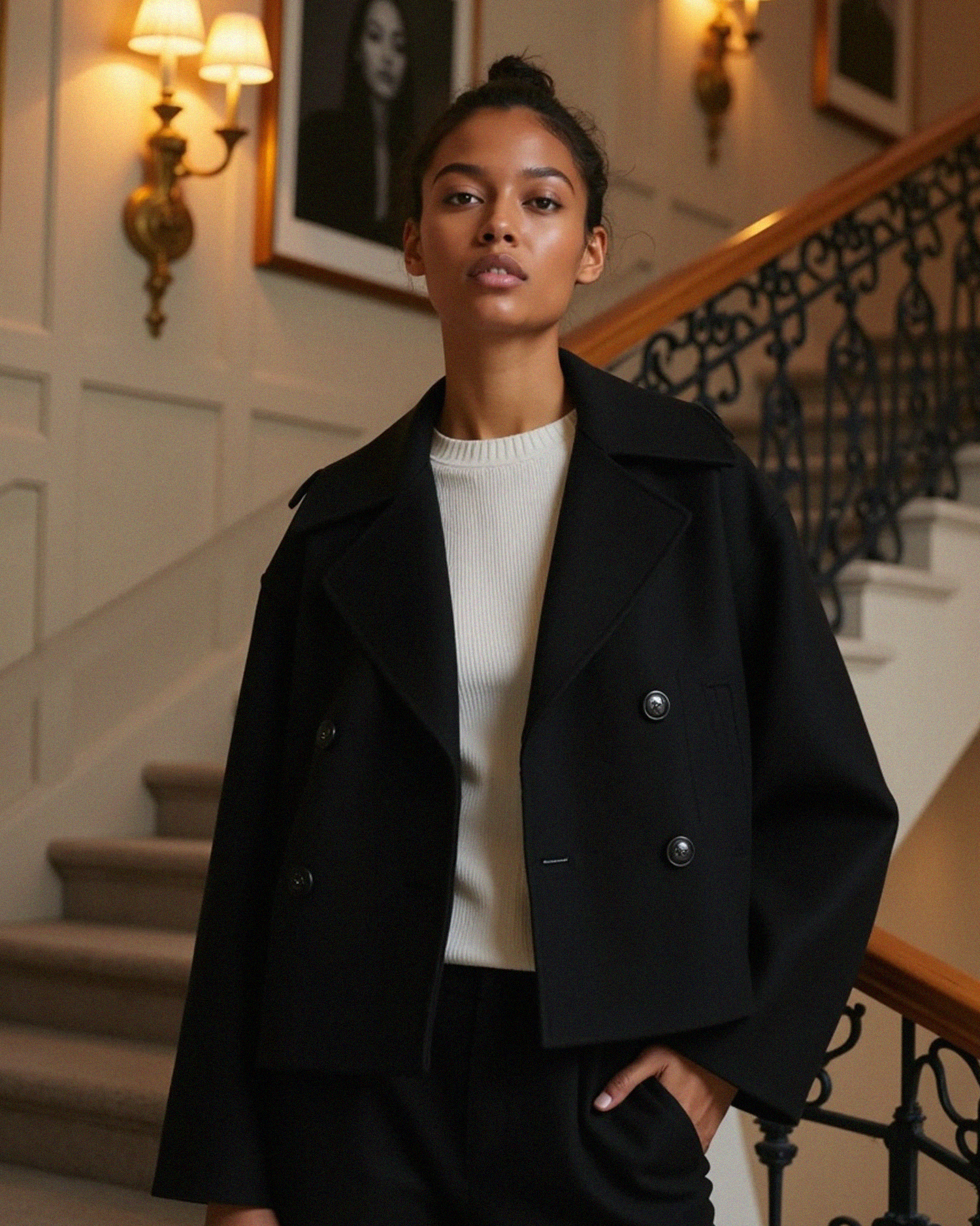 Old Aura | Women’s Structured Short Jacket with Double Button Front