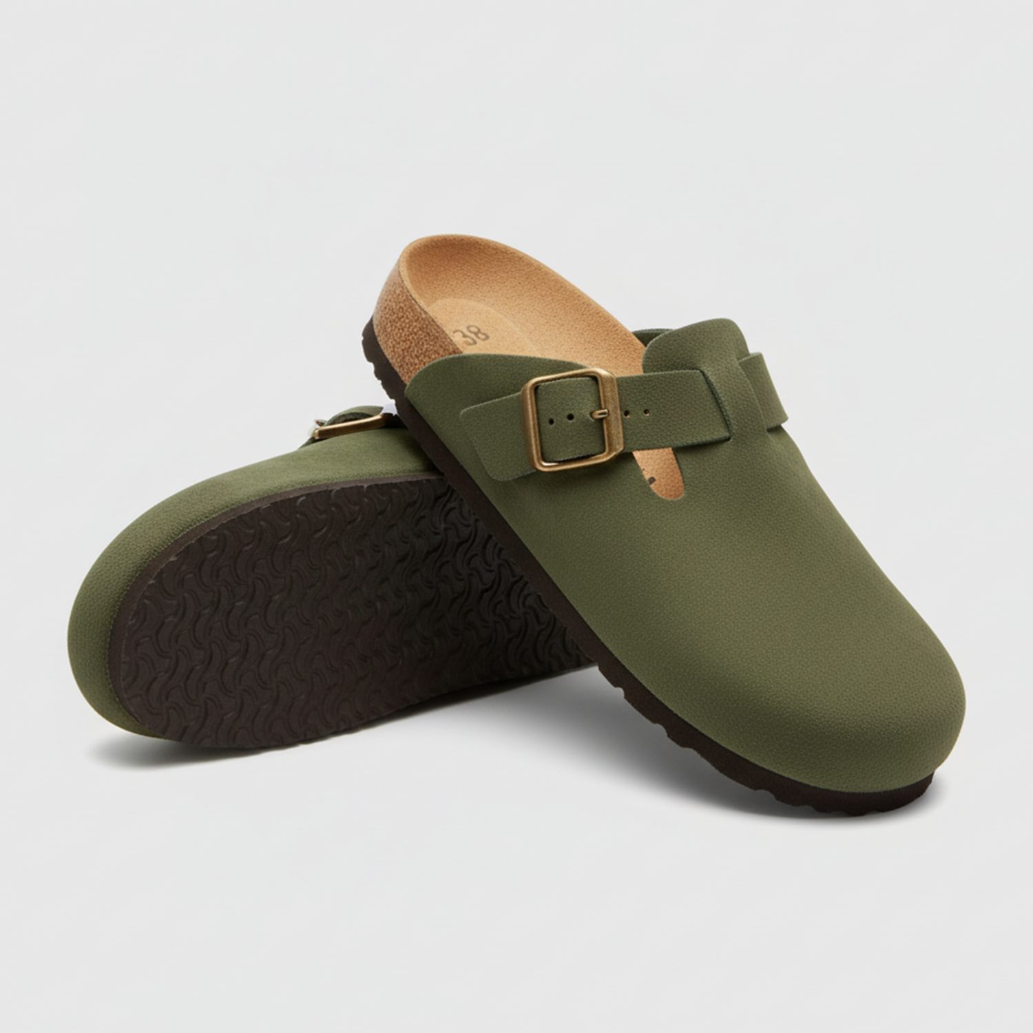 Old Aura | Women’s Suede Cork Slippers with Adjustable Straps