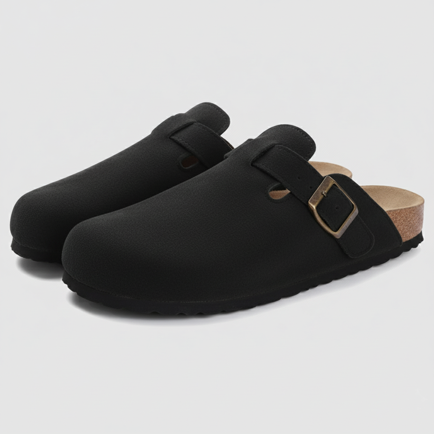 Old Aura | Women’s Suede Cork Slippers with Adjustable Straps