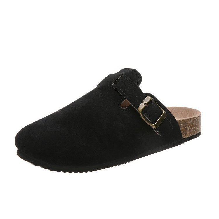 Old Aura | Women’s Suede Cork Slippers with Adjustable Straps