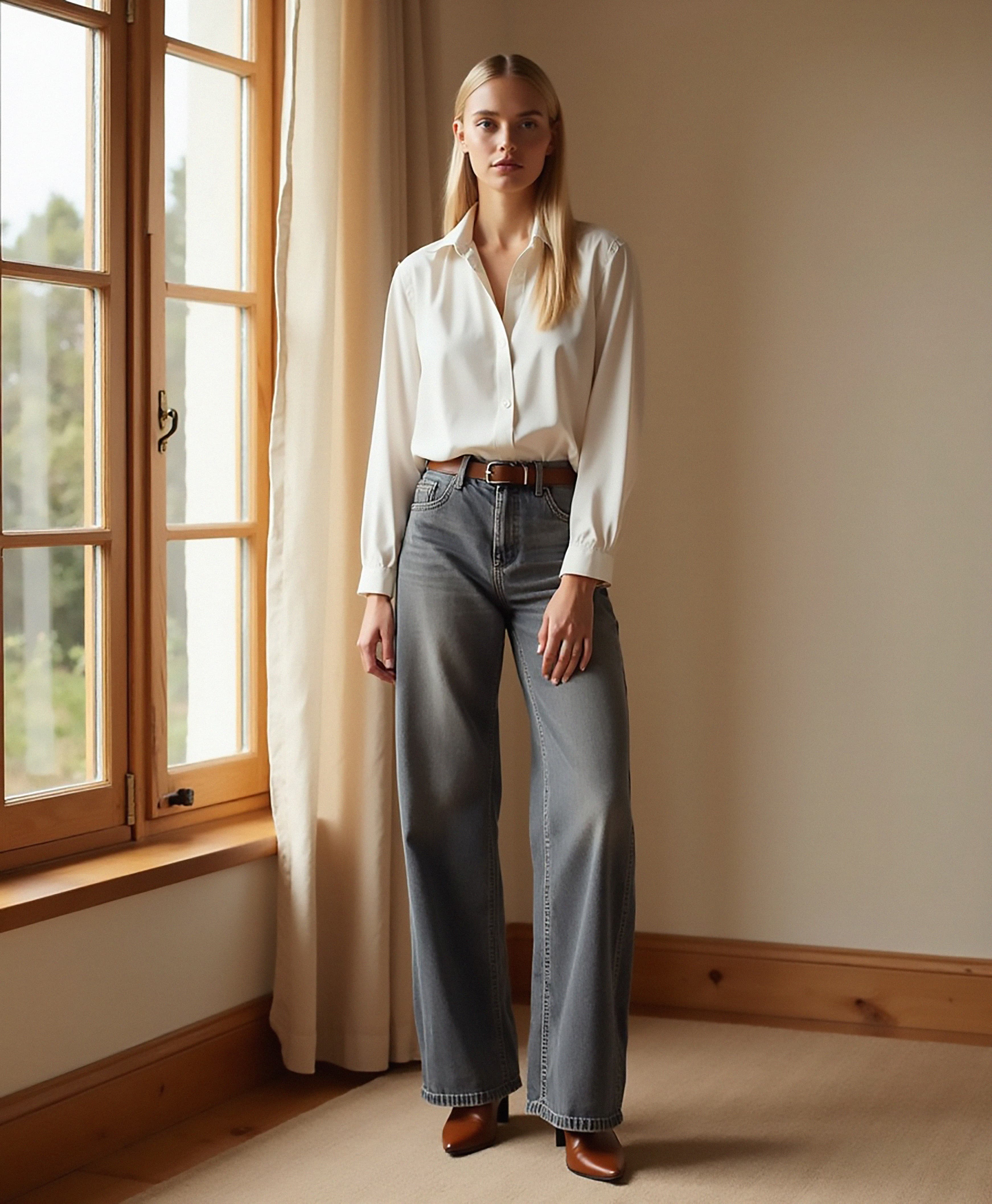 Old Aura | Women’s Wide-Leg Denim Jeans with Relaxed Fit