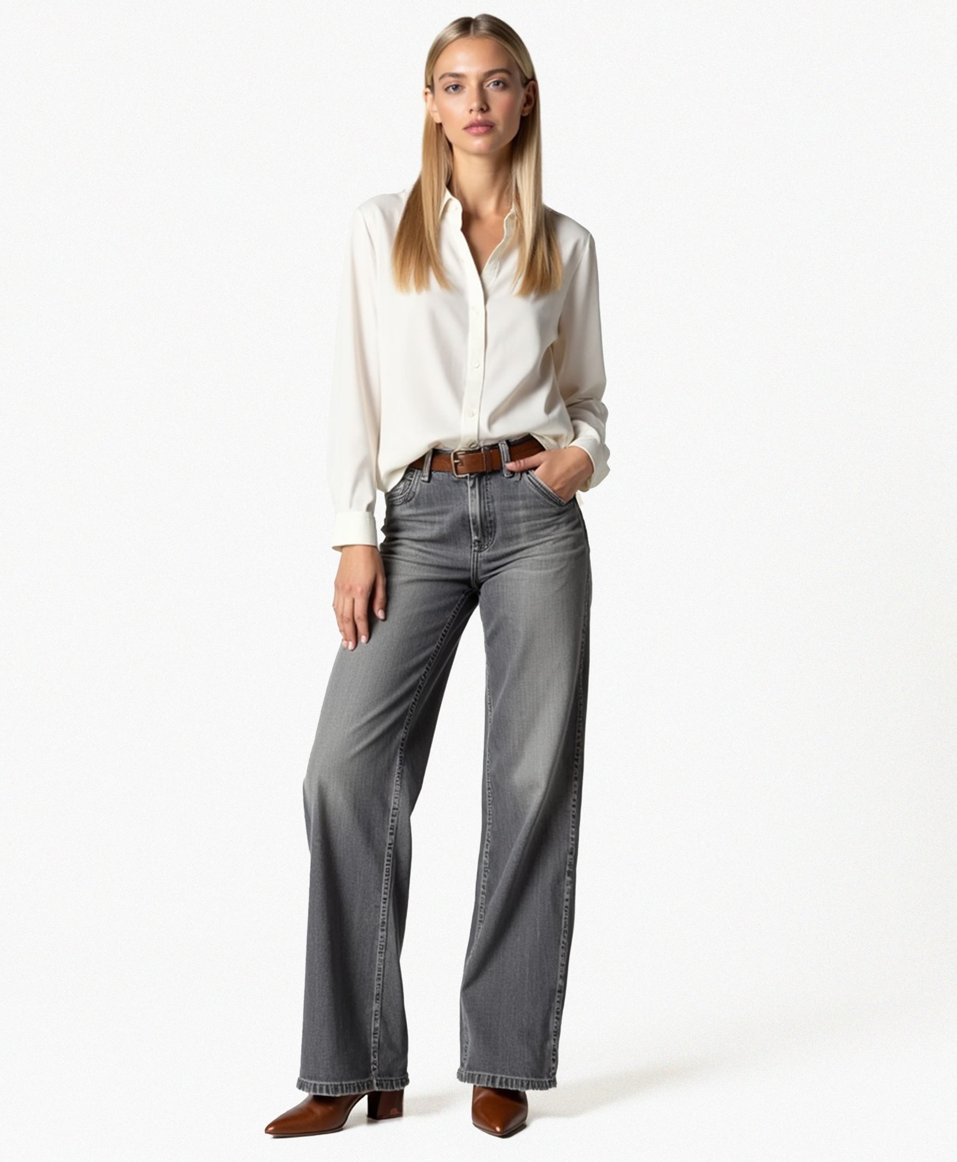 Old Aura | Women’s Wide-Leg Denim Jeans with Relaxed Fit