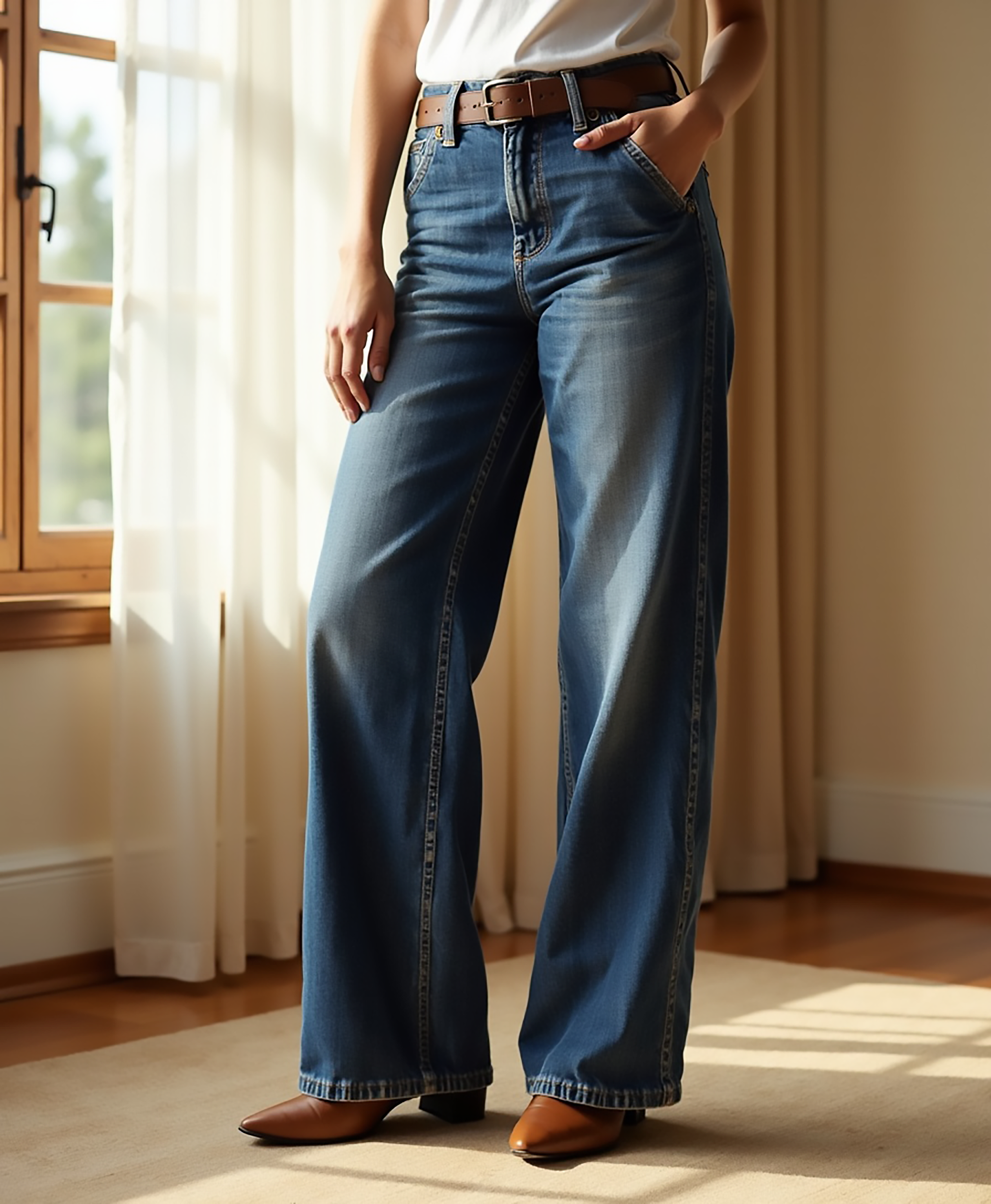Old Aura | Women’s Wide-Leg Denim Jeans with Relaxed Fit