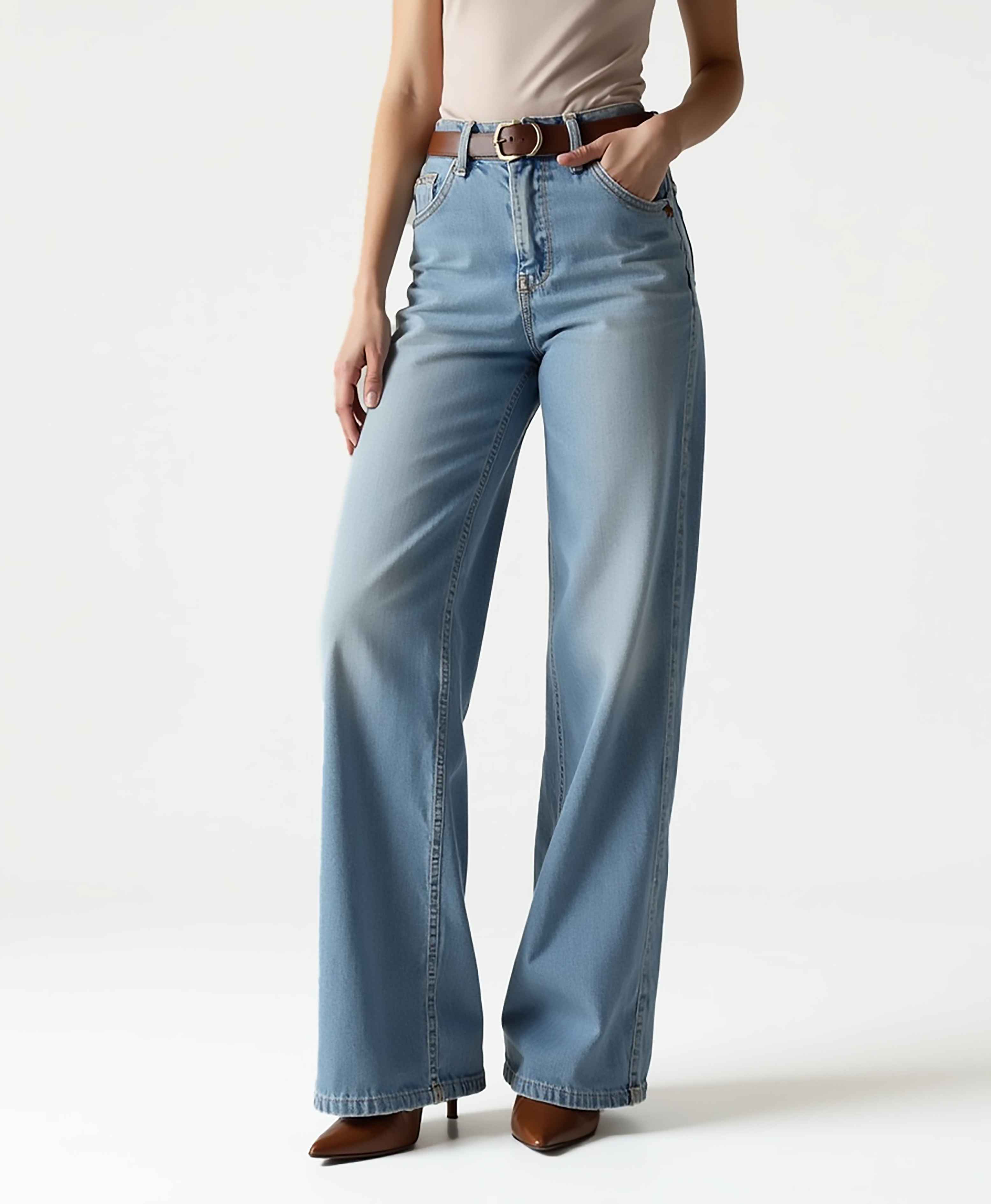 Old Aura | Women’s Wide-Leg Denim Jeans with Relaxed Fit